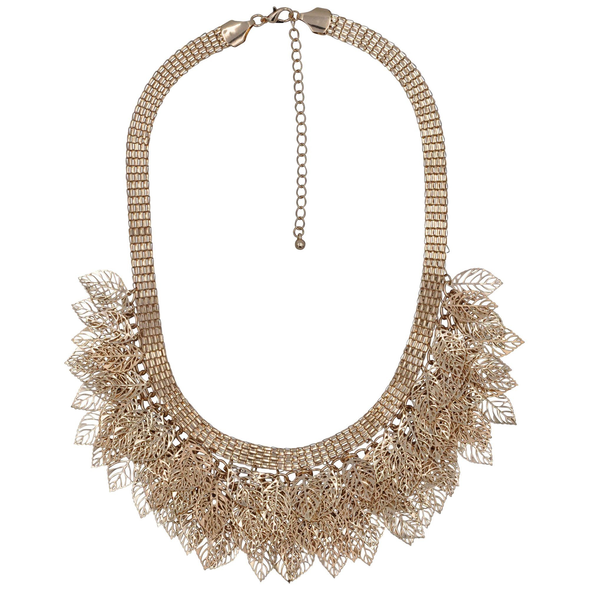 Steuer Collierkettchen Metall Metallcollier mit vielen Blättern goldfarben