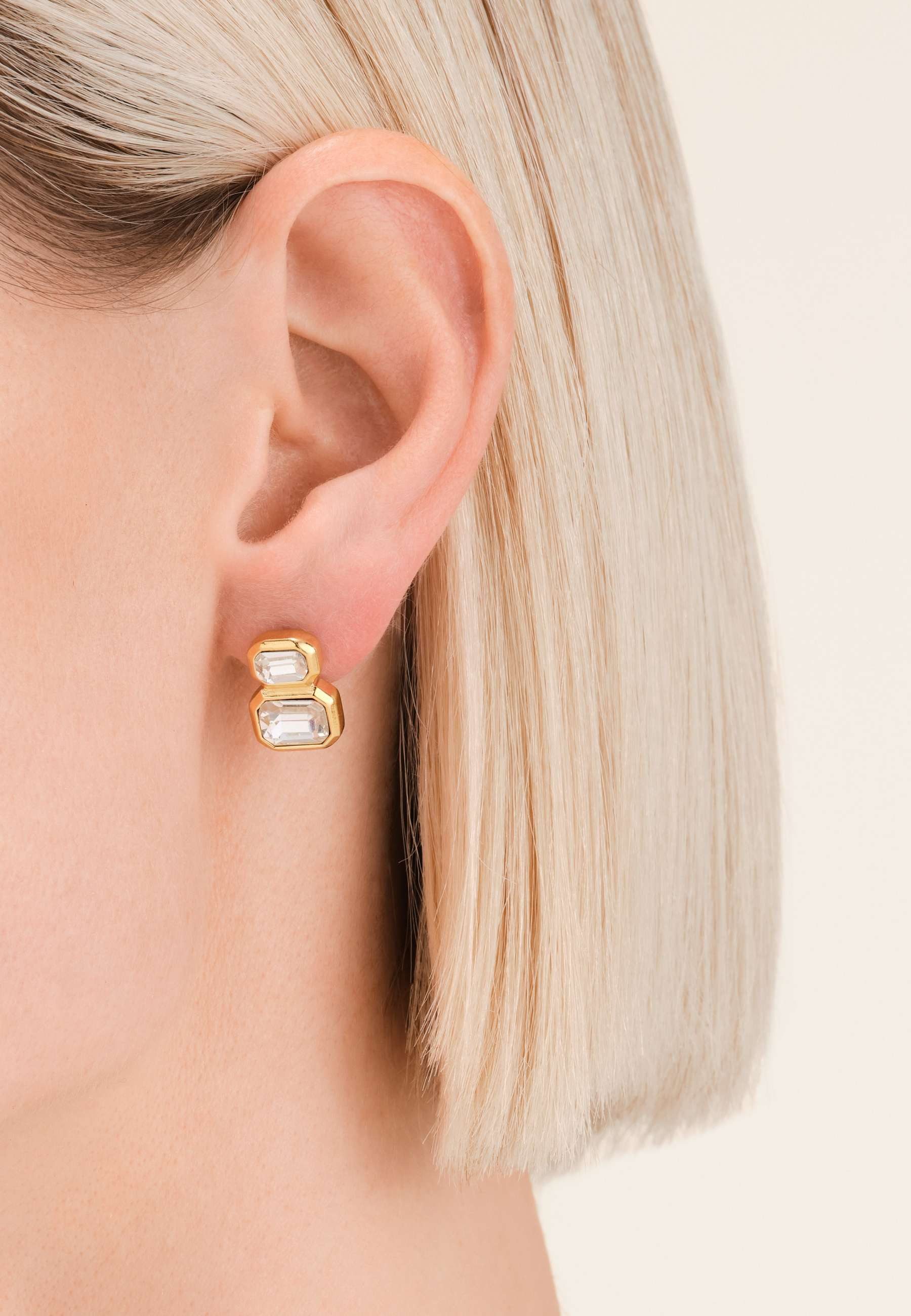 ROSEFIELD Ohrring-Set ROSEFIELD Damen-Schmuck achteckige Doppel-Nieten Goldfarben