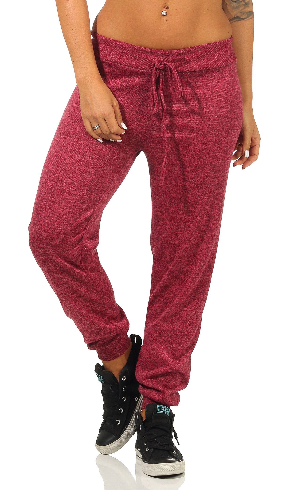 Jogginghose malito Damen Jogginghose meliert, bequeme Stoffhose zum Sport, Harem