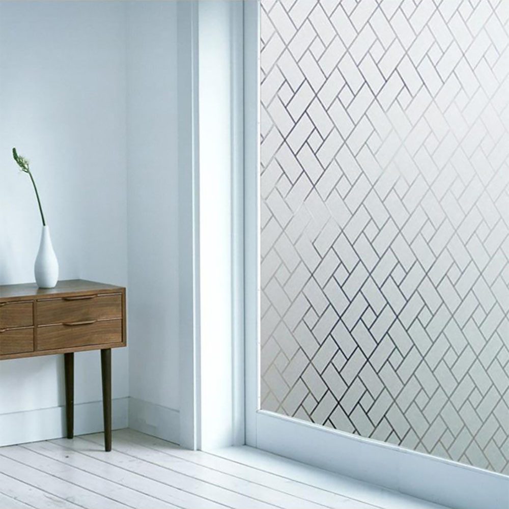 HomeBella Fensterfolie mit geometrischem Muster Sichtschutzfolie in Milchglas Optik, – Dekorfolie ohne Kleber für Fenster