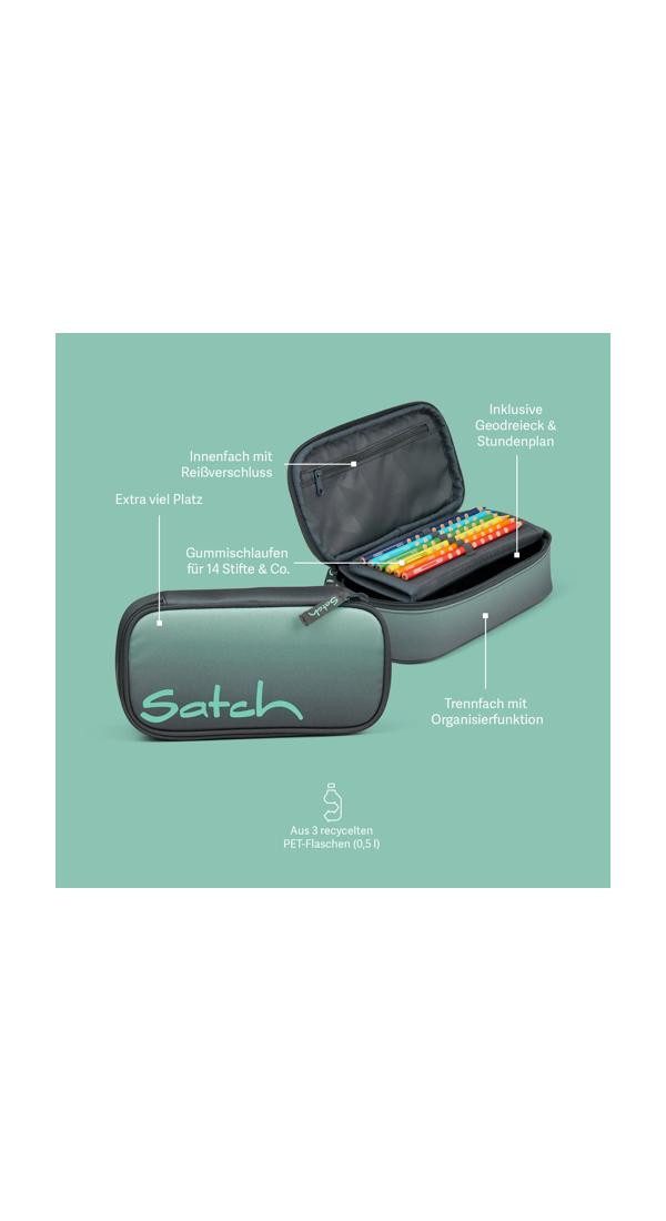 Satch Federmäppchen Schlamperbox, (2-tlg), inklusive Geodreieck und Stundenplan