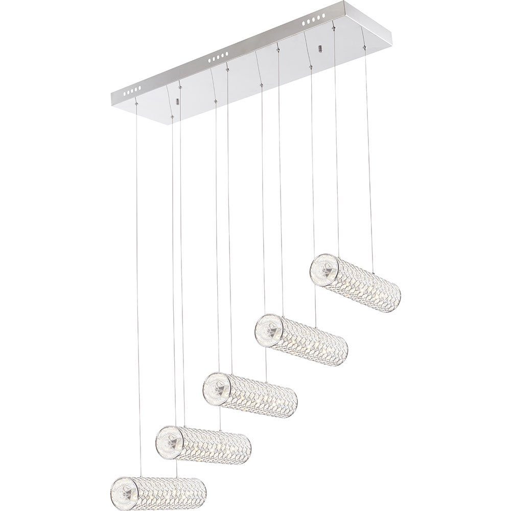 GLOBO LIGHTING LED-Hängeleuchte, LED-Leuchtmittel fest verbaut, Neutralweiß, Pendellampe Hängeleuchte Wohnzimmerlampe silber Glas Kristalle H 140cm
