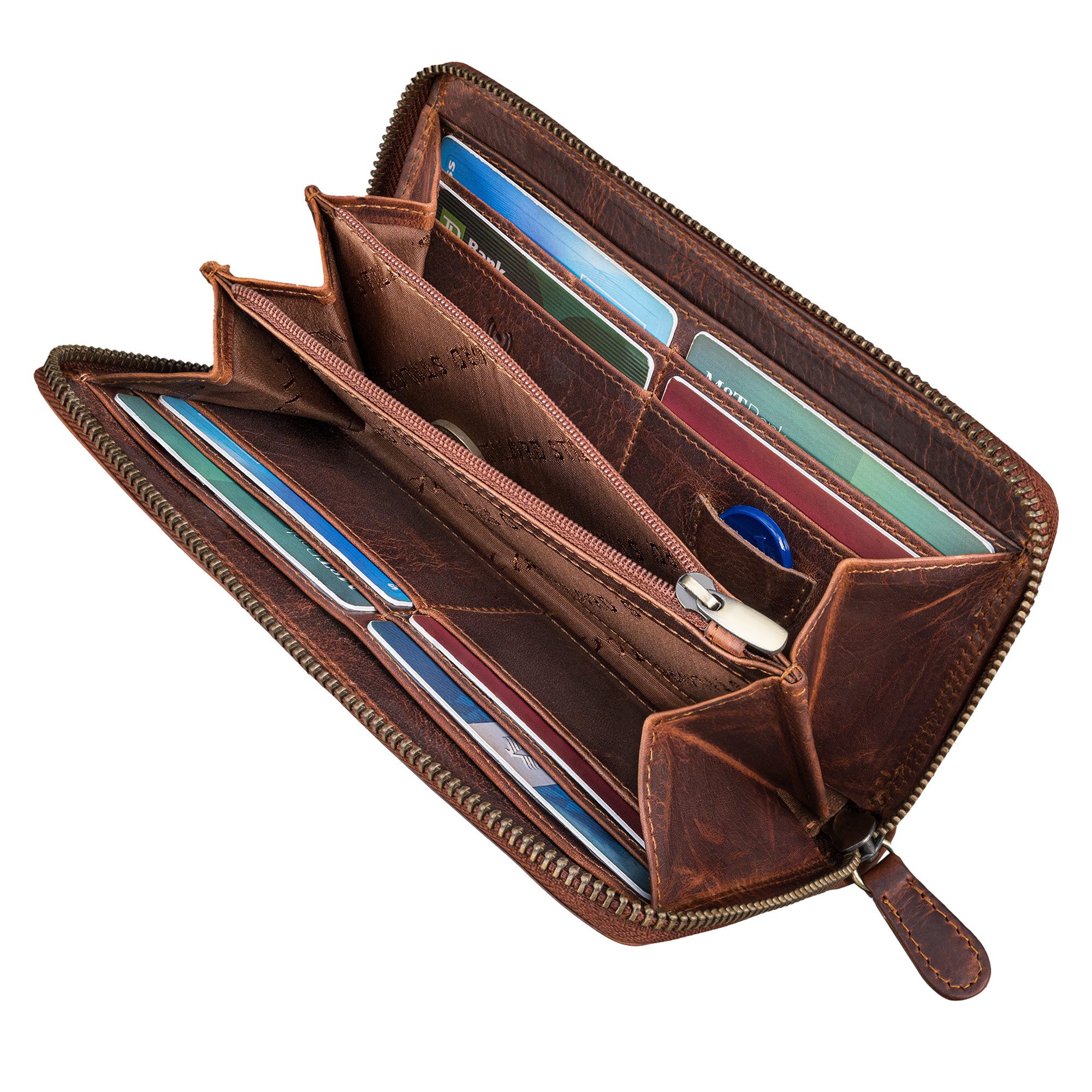 STILORD Geldbörse "Viola" Große Vintage Echtleder Geldbörse Damen 8 Kartenfächer & RFID