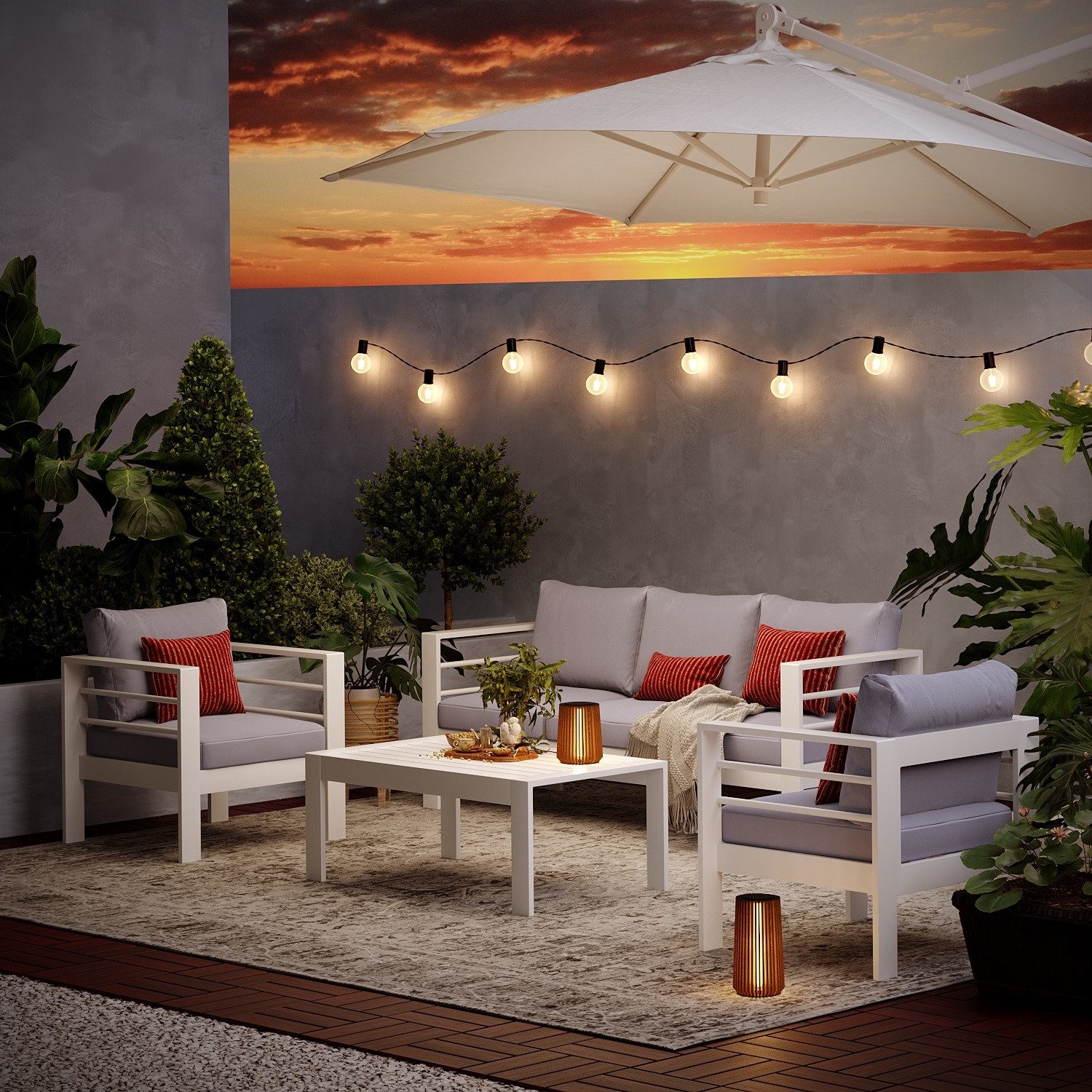 MeXo Gartenlounge-Set Gartenmöbel Set 4-5 Personen günstig online kaufen