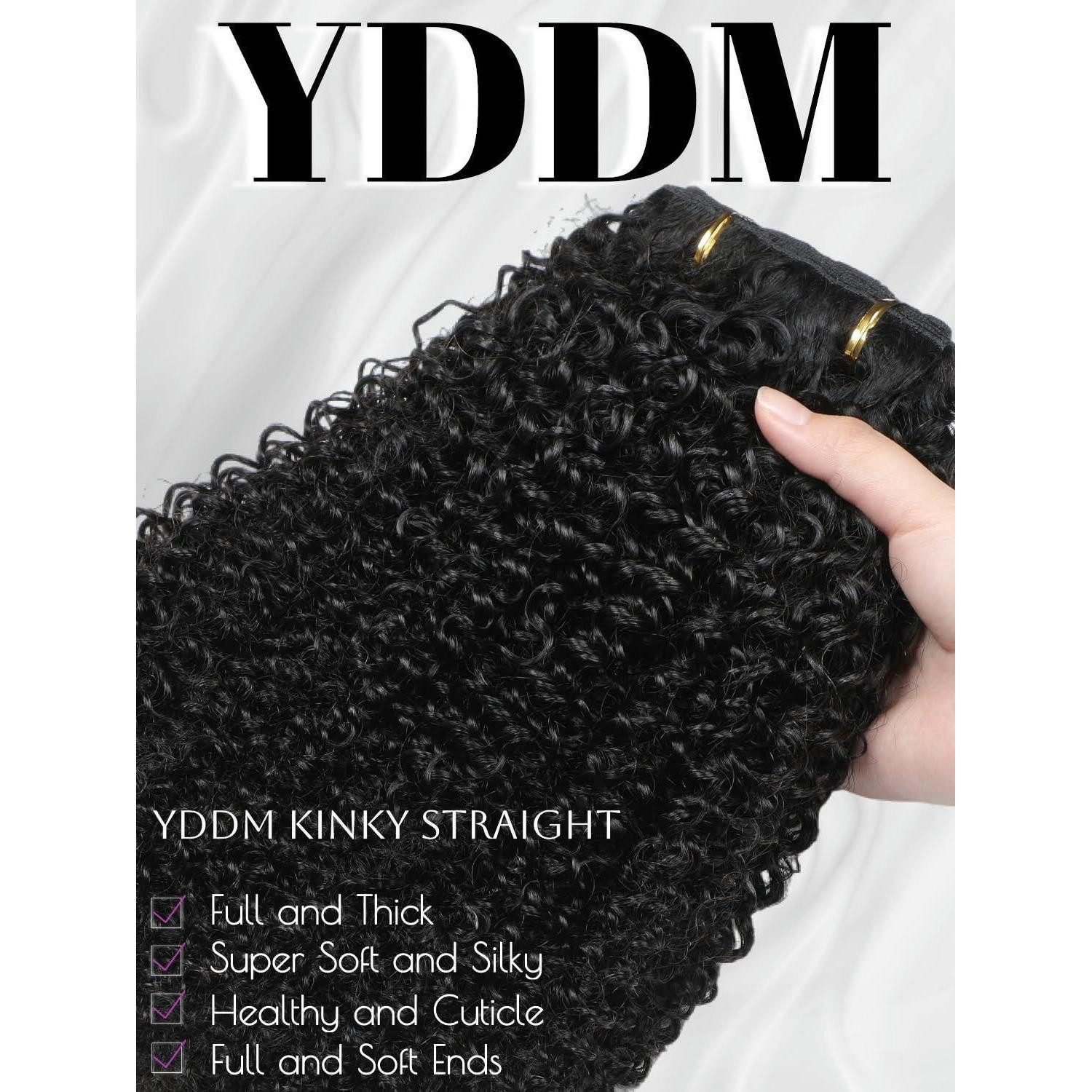 LuxusKollektion Echthaar-Extension Haarverlängerungen Clip In Kinky Curly Natural Black 12zoll-31cm-120g