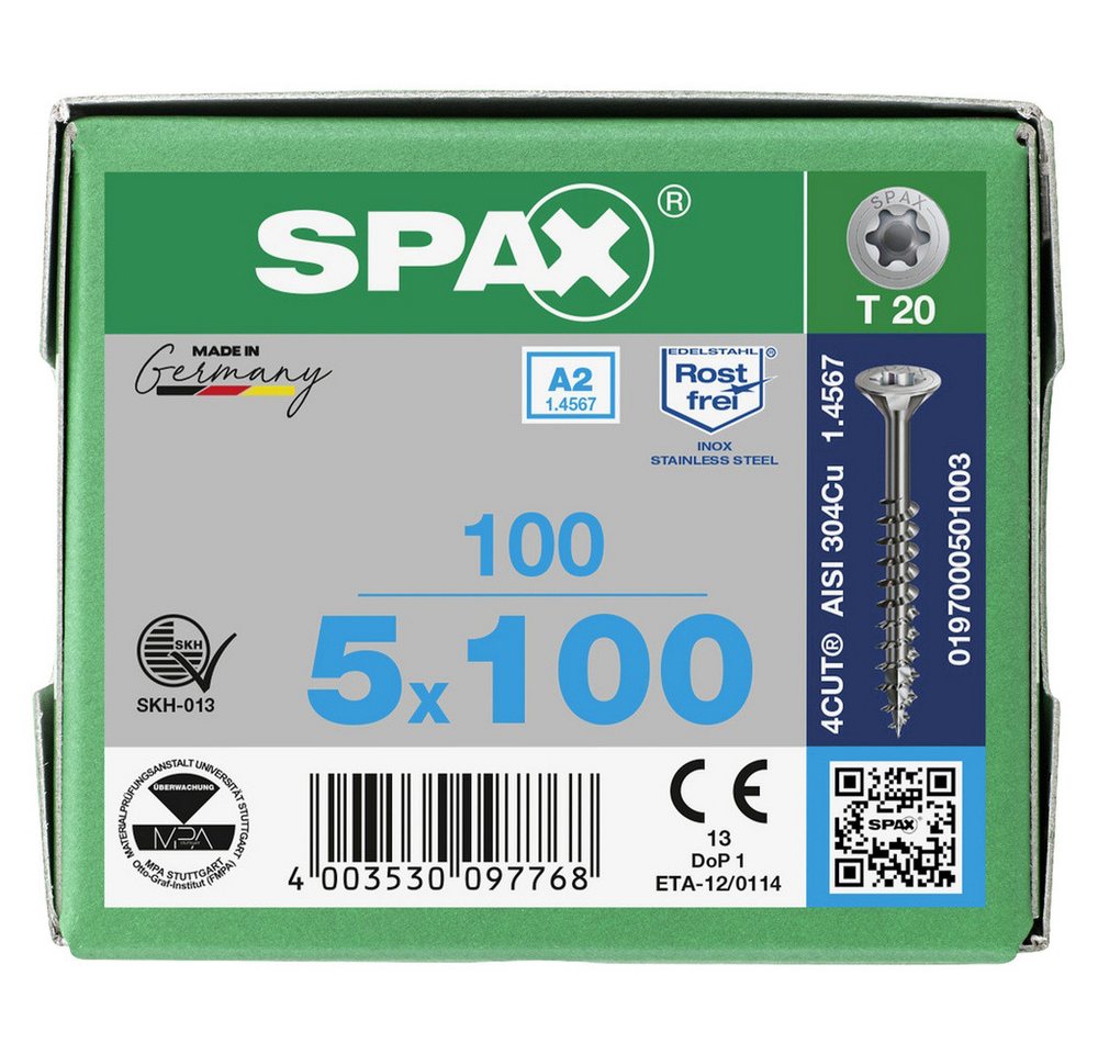 Thumbnail - SPAX Schraube SPAX 0197000501003 Holzschraube 5 mm 100 mm T-STAR plus Edelstahl