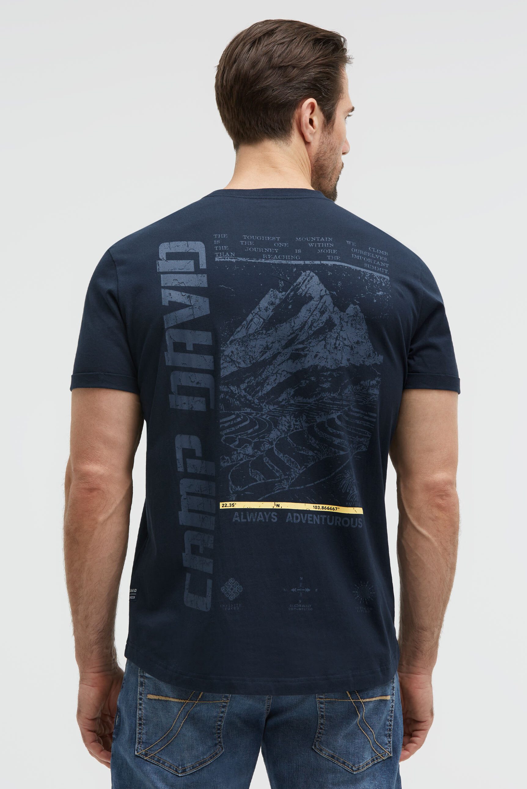 CAMP DAVID Rundhalsshirt mit fixierten Turn-Up-Ärmeln