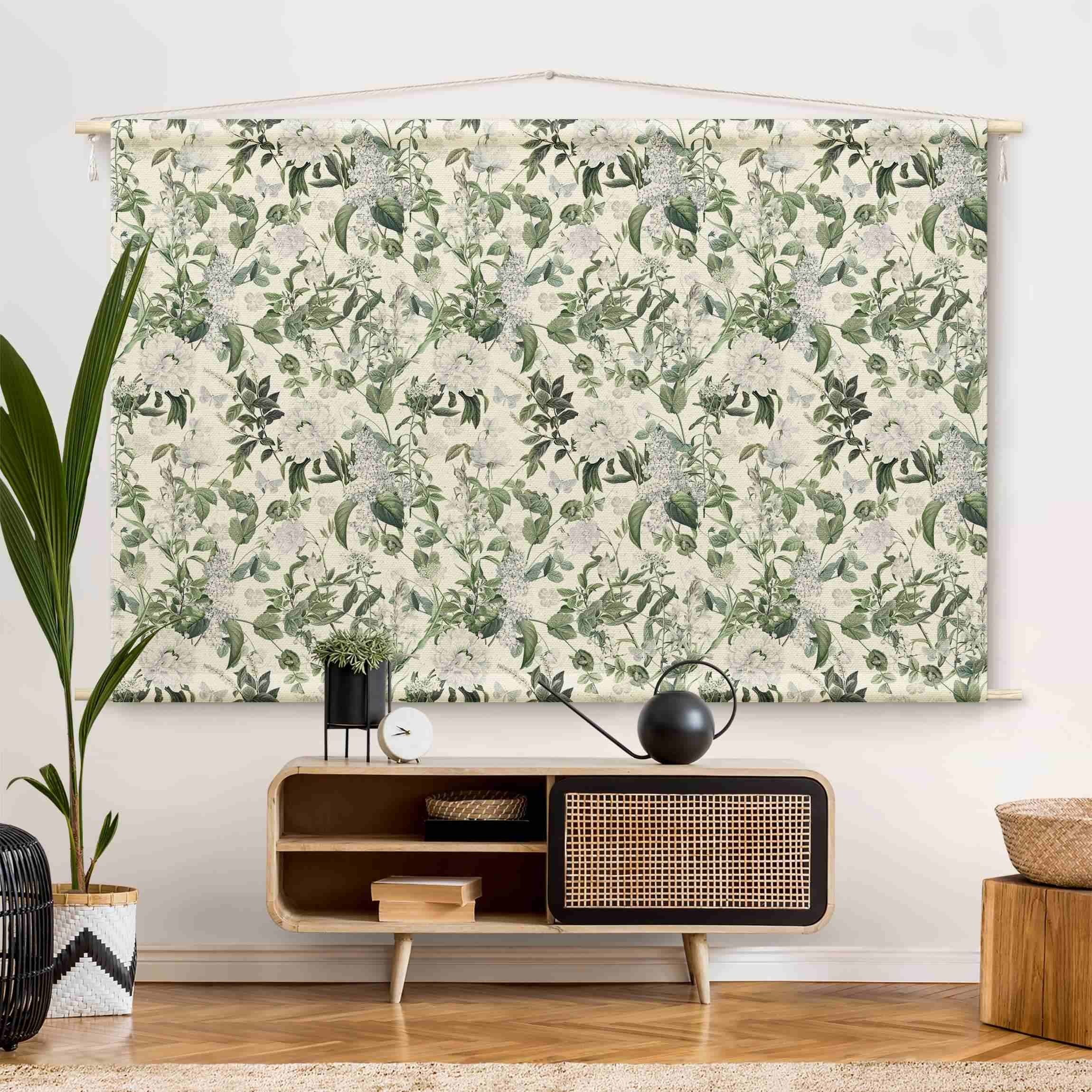 Bilderdepot24 Wandteppich modern Muster Kunst weiss, rechteckig, Höhe: 2.6 mm, großes Wandbild aus Natur-Baumwolle Wandbehang Stoffbild Tuch Wollseil