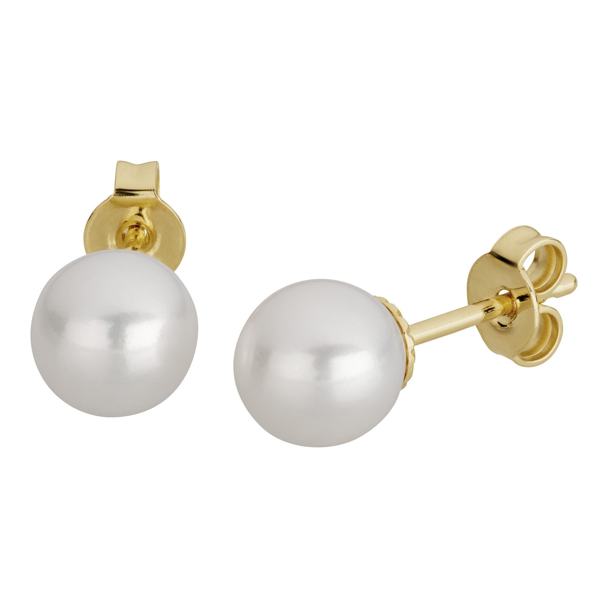 Orolino Paar Ohrstecker Gold 585 mit weißen Perlen 6,5-7mm rund günstig online kaufen