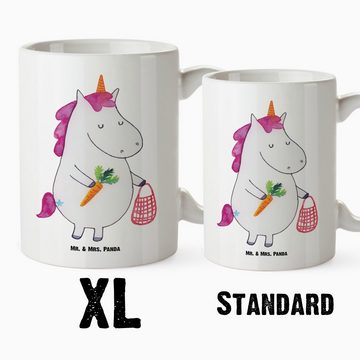 Mr. & Mrs. Panda Tasse Einhorn Vegan - Weiß - Geschenk, XL Tasse, XL Becher, Gesund leben, V, XL Tasse Keramik, Liebevolles Design