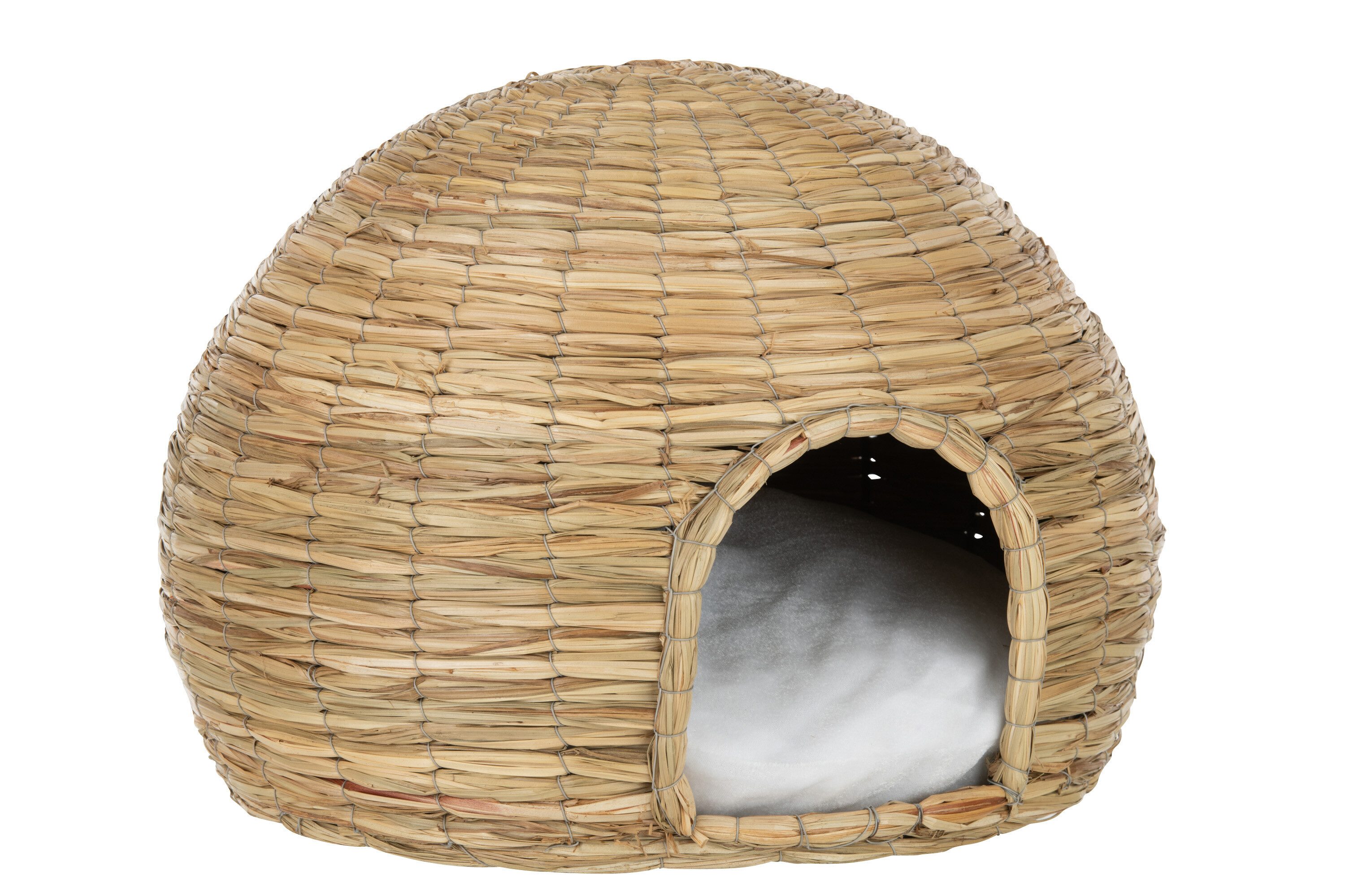 J-line Tierkorb Katzenkorb + Kissen Yumi Stroh Naturell