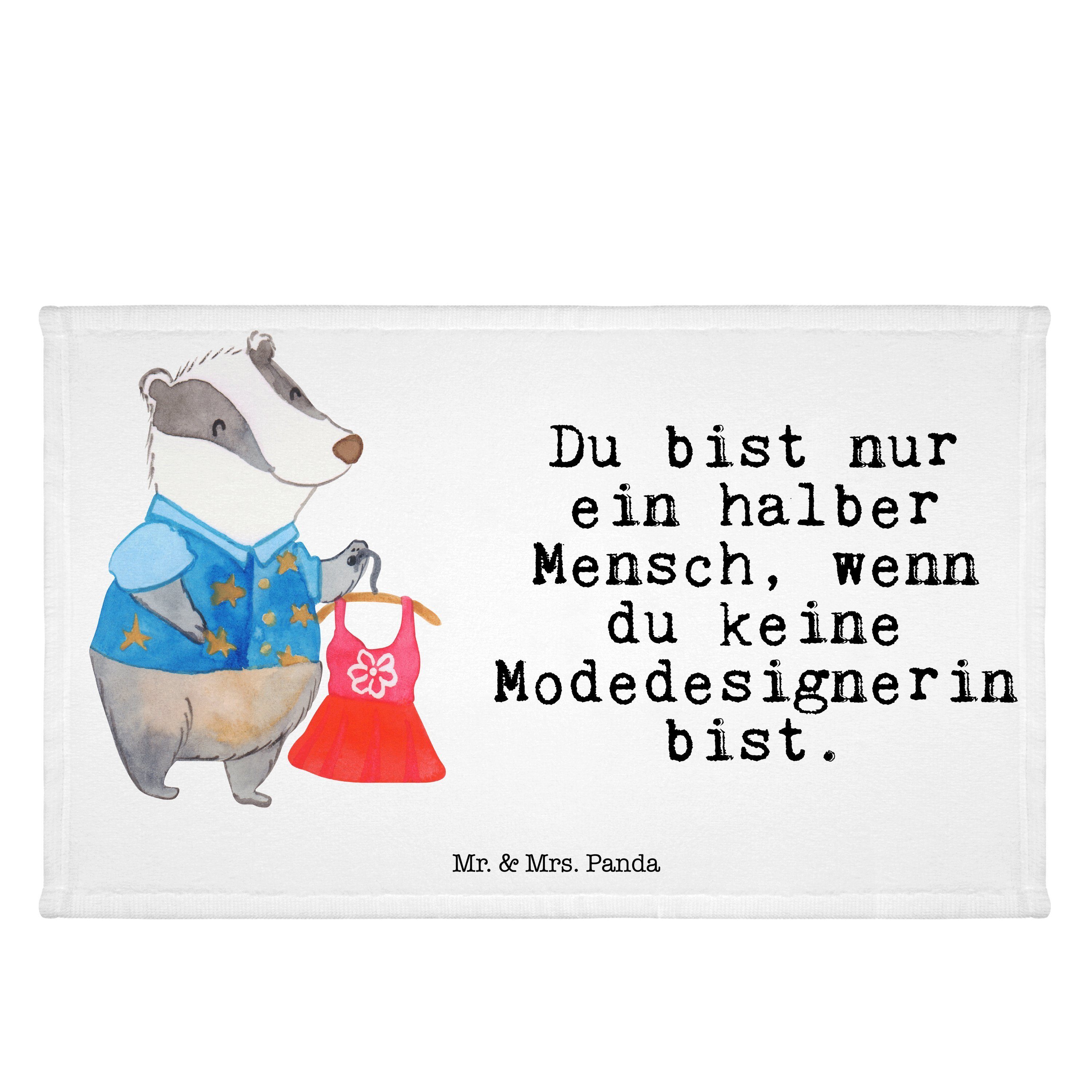 Kollegin, mit Mr. - Handtuch Panda Modedesignerin Rente, Geschenk, & Weiß Schenken, (1-St) Herz Mrs. -