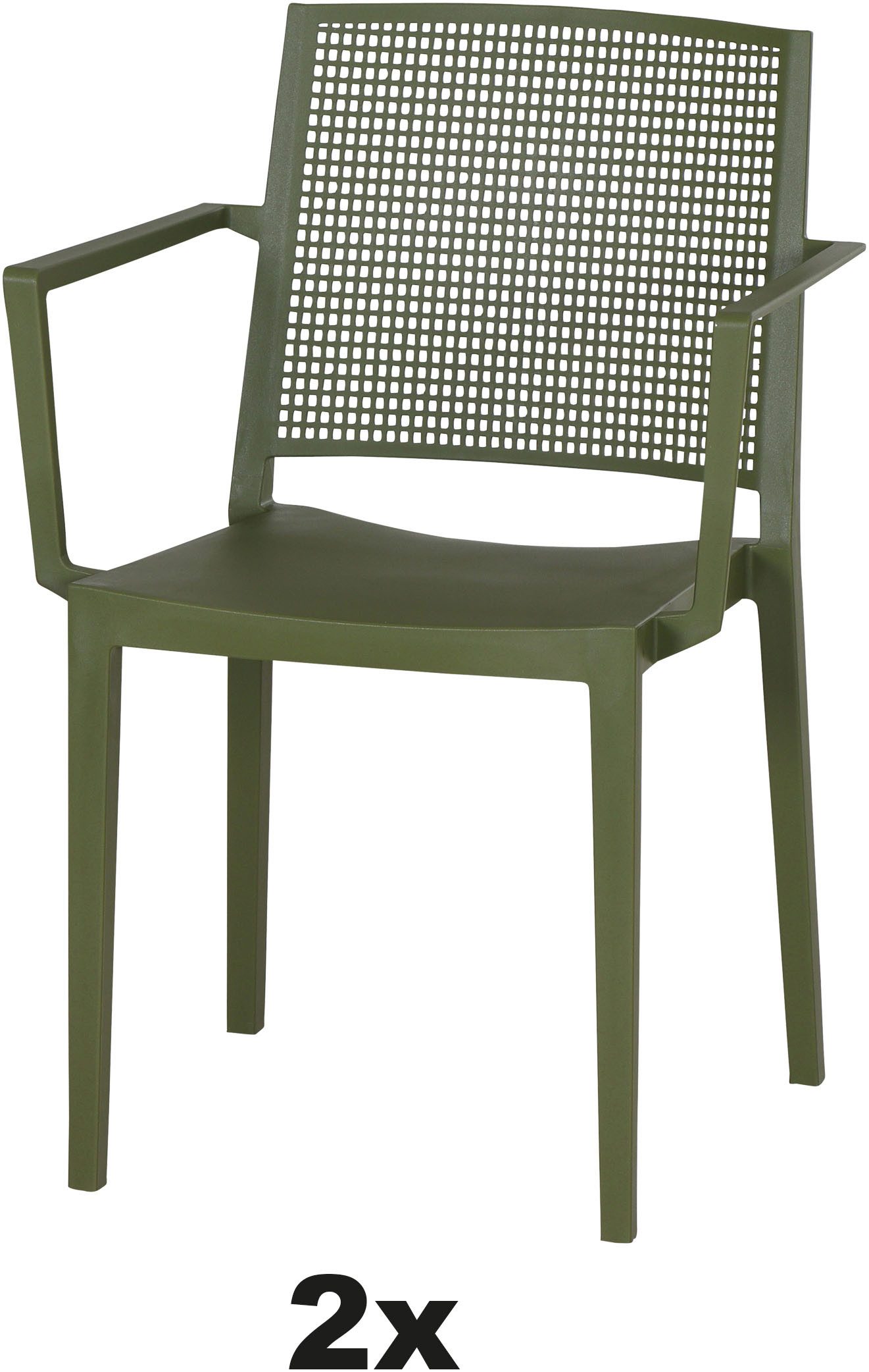 Siena Garden Gartensessel Square 2er Set Stapelsessel olive (Set, 2-St), Gestell, Polypropylen/Glasfaser