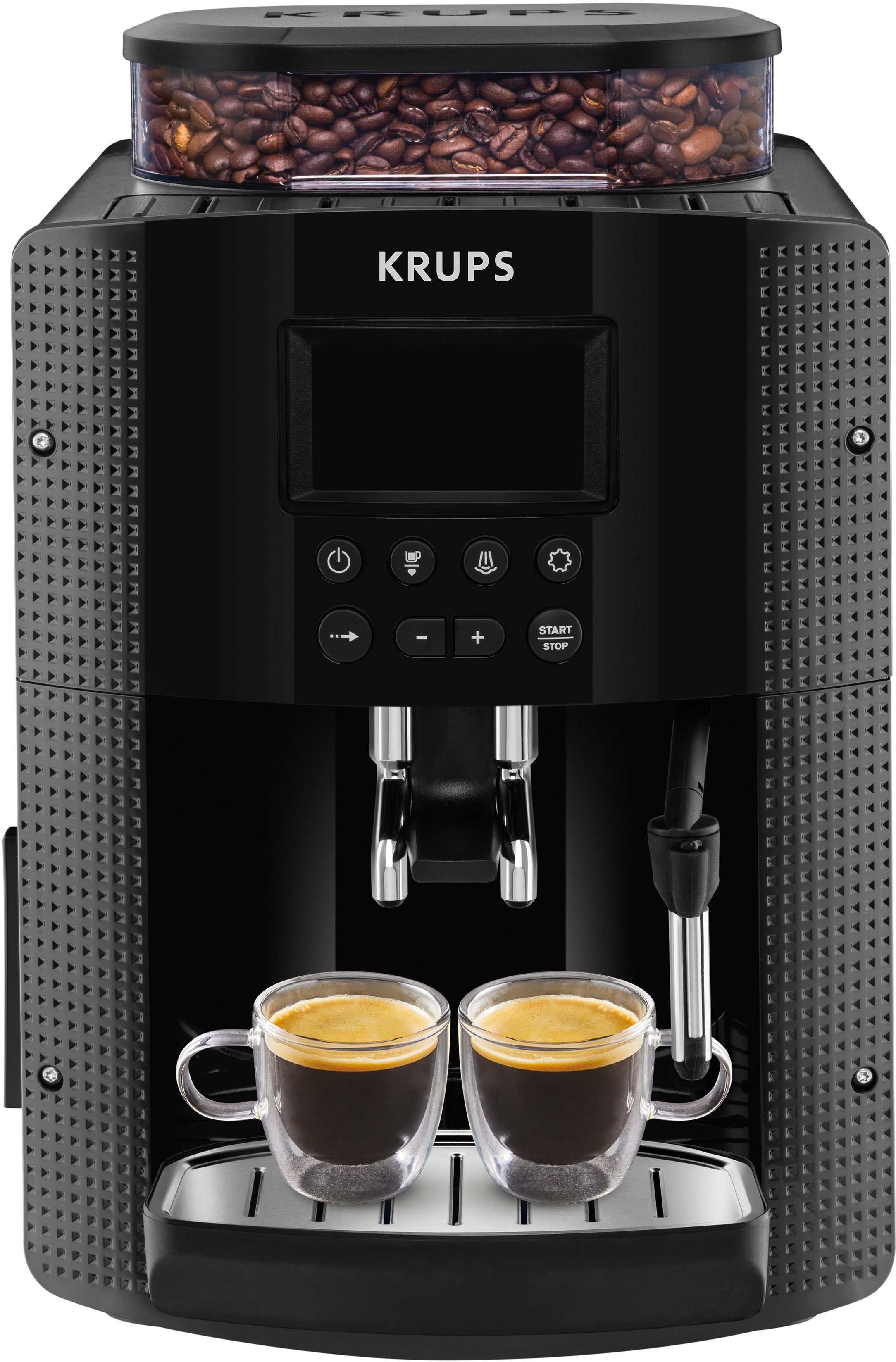 Krups Kaffeevollautomat EA8150, Arabica Display, LCD-Display, Speichermodus, Dampfdüse für Cappuccino