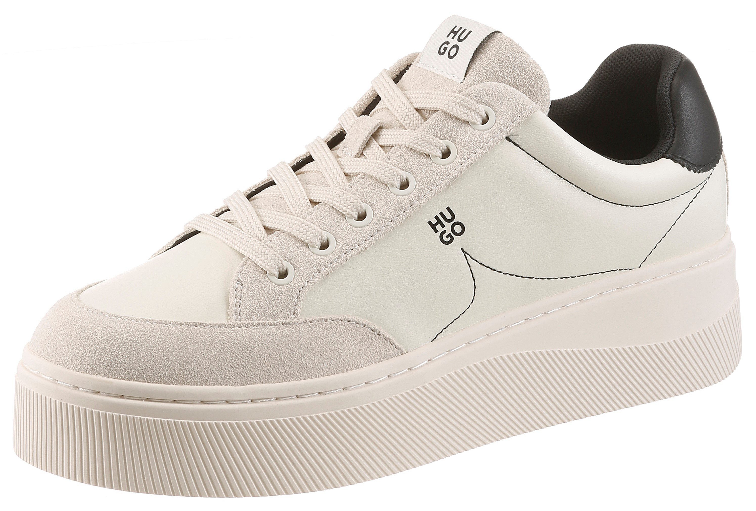 HUGO Lyzz Plt Plateausneaker Schnürschuh, Halbschuh, Retro Sneaker mit Plateau