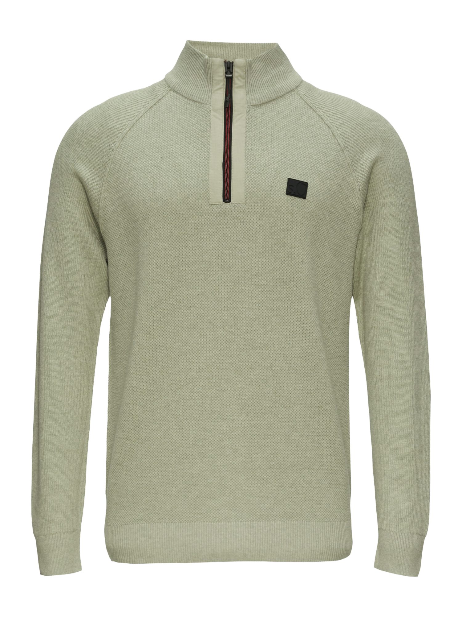 s.Oliver Strickpullover grün,Casual,Baumwolle,Unifarben,Stehkragen,Lang,Regular Fit