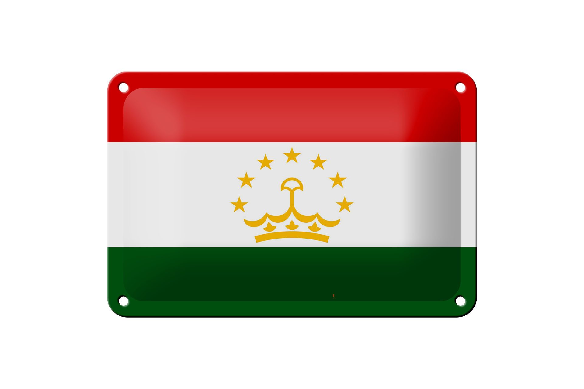 Femer GmbH Metallschild Flagge Tadschikistan 18x12cm Flag of Tajikistan, (1 St), gewölbte Oberfläche, abgerundete Ecken, umgeschlagene Kanten