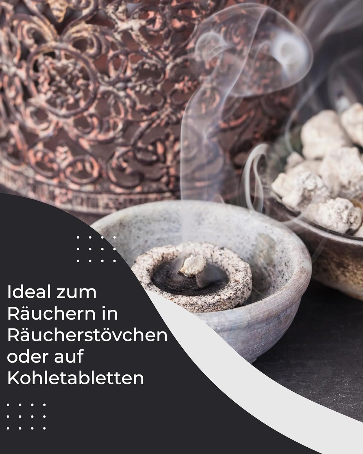 Incensera Räucherstövchen Benzoe Siam Harz 50g Natürliches Räucherharz für Aromatherapie Nutzung, naturbelassen, ohne Zusätze, handverlesen, wiederverschließbar