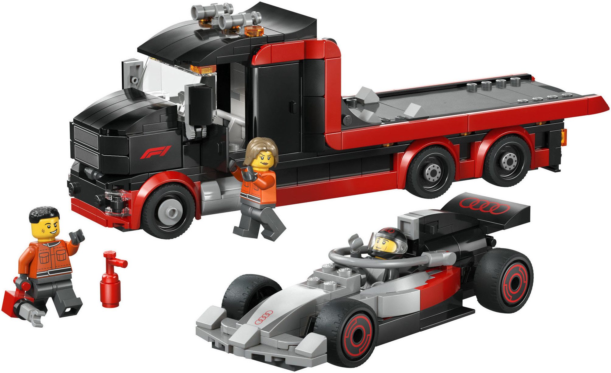 LEGO® F1 Truck mit Audi F1 Rennwagen (60493), LEGO City Konstruktionsspielsteine, (508 St)