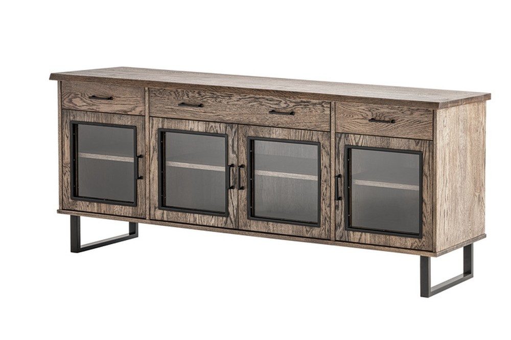 JVmoebel Anrichte Hochkommode Vitrine aus echtem Holz mit Glastüren und Шкафыn, Made in Europa