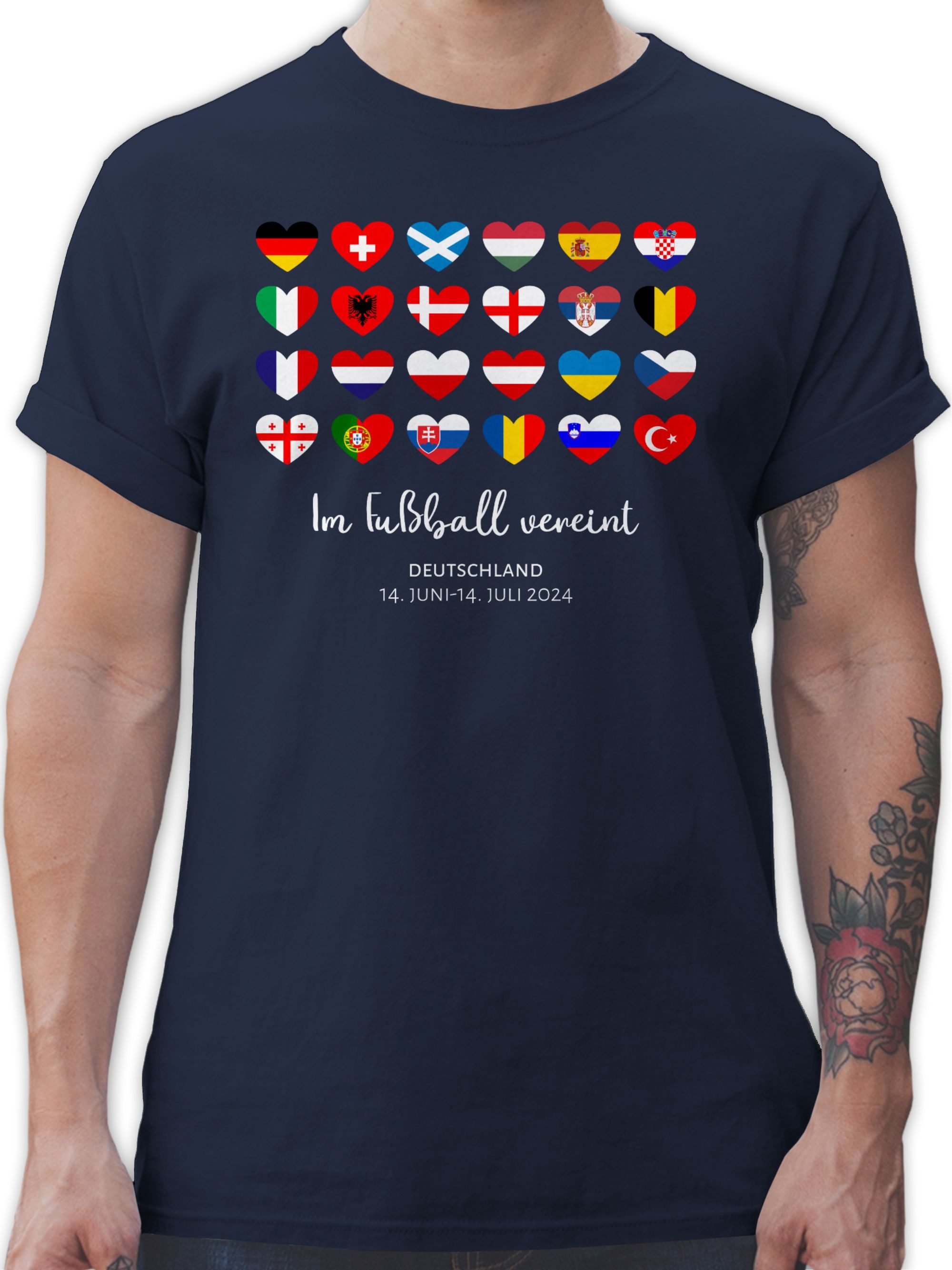 Shirtracer T-Shirt Im Fußball vereint - Deutschland EM 2024 Länder, 2024 Fussball EM Fanartikel