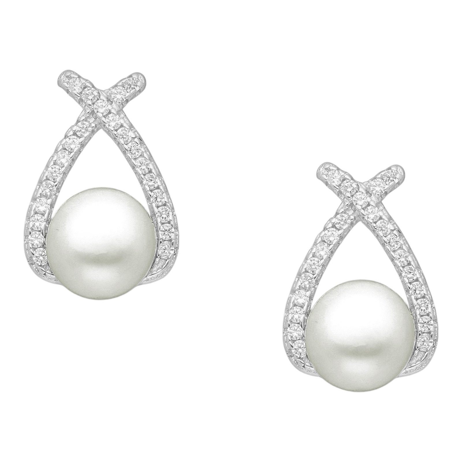 La Moda Me Perlenohrringe Serenity (2-tlg), mit Süßwasserzuchtperlen und Zirkoniasteine, elegant