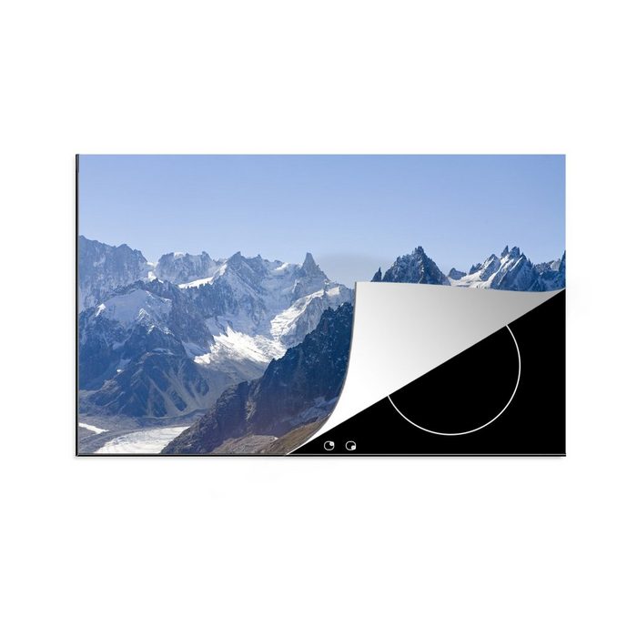 MuchoWow Herdblende-/Abdeckplatte Schneebedeckte Gipfel in jungen Bergen Vinyl (1 tlg) induktionskochfeld Schutz für die küche Ceranfeldabdeckung