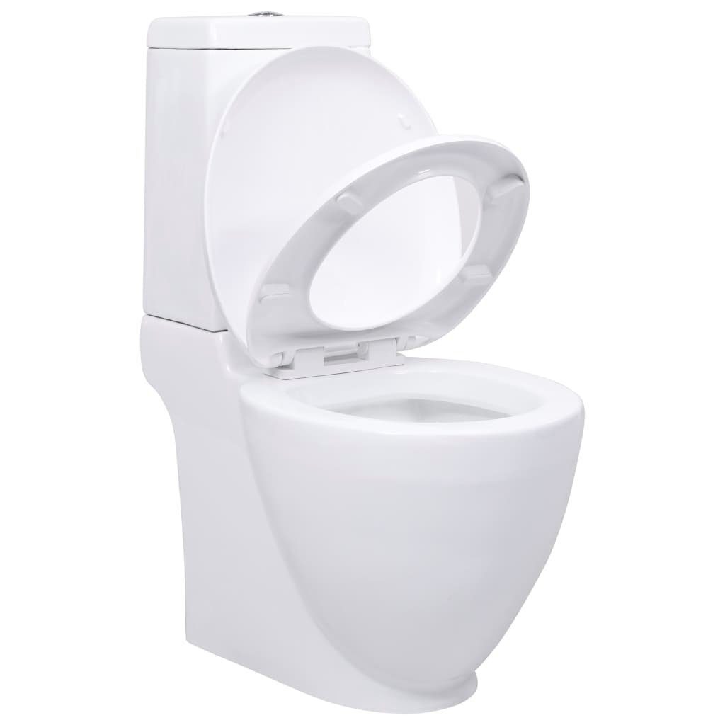 vidaXL Tiefspül-WC Keramik-Toilette Abgang Horizontal Weiß