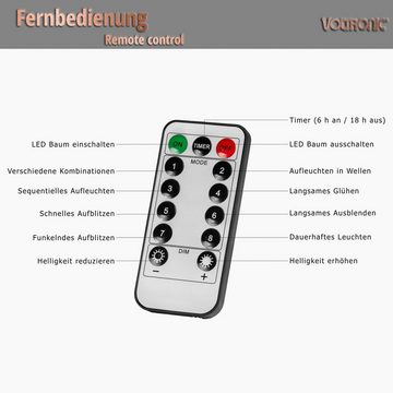 VOLTRONIC LED Baum Kirschblütenbaum Dekobaum LED warmweiß, 8 Lichtmodi, Timer, Fernbedienung, LED fest integriert, Warmweiß, Warmweiß, Indoor und Outdoor, 180 cm 200 LEDs / 220 cm 224 LEDs