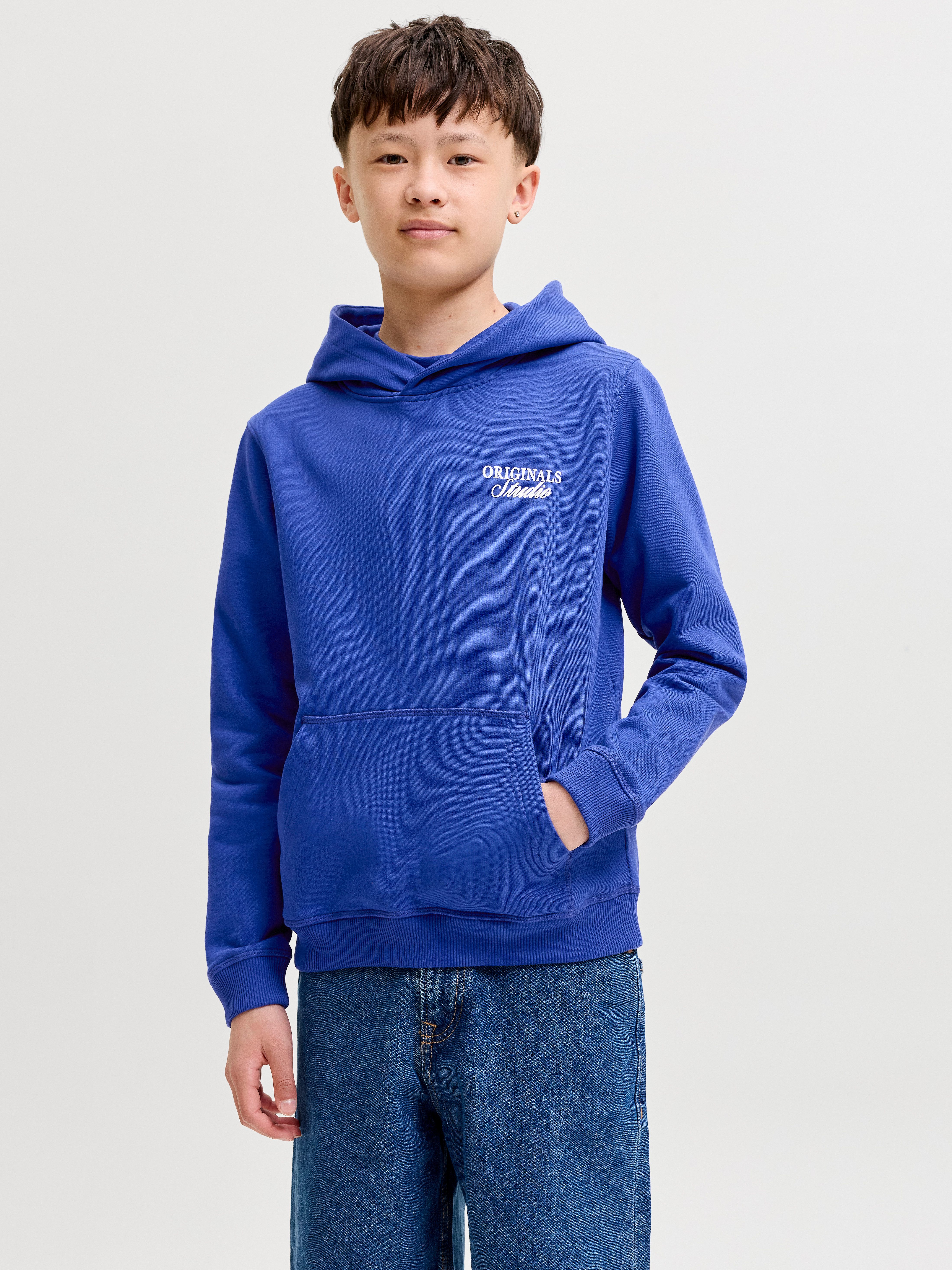 Jack & Jones Junior Kapuzensweatshirt JORNORREBRO TYPO BACK SWEAT HOOD SN JNR Baumwollmischung, relaxed fit, Langarm