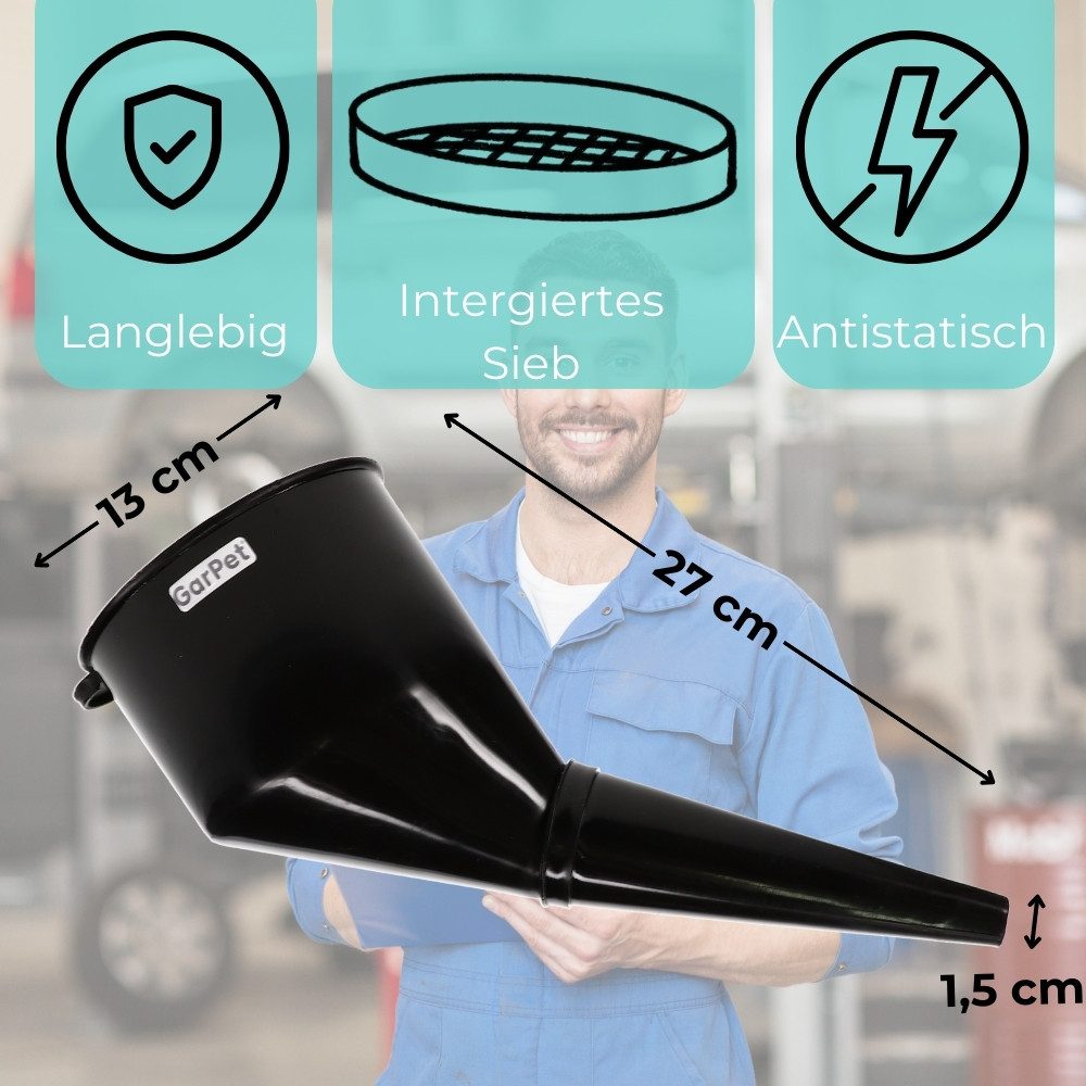 GarPet Öltrichter 2er Set Abgewinkelter Trichter Auto AdBlue Kunststoff Sieb Öl Benzin – Bild 5 von 5