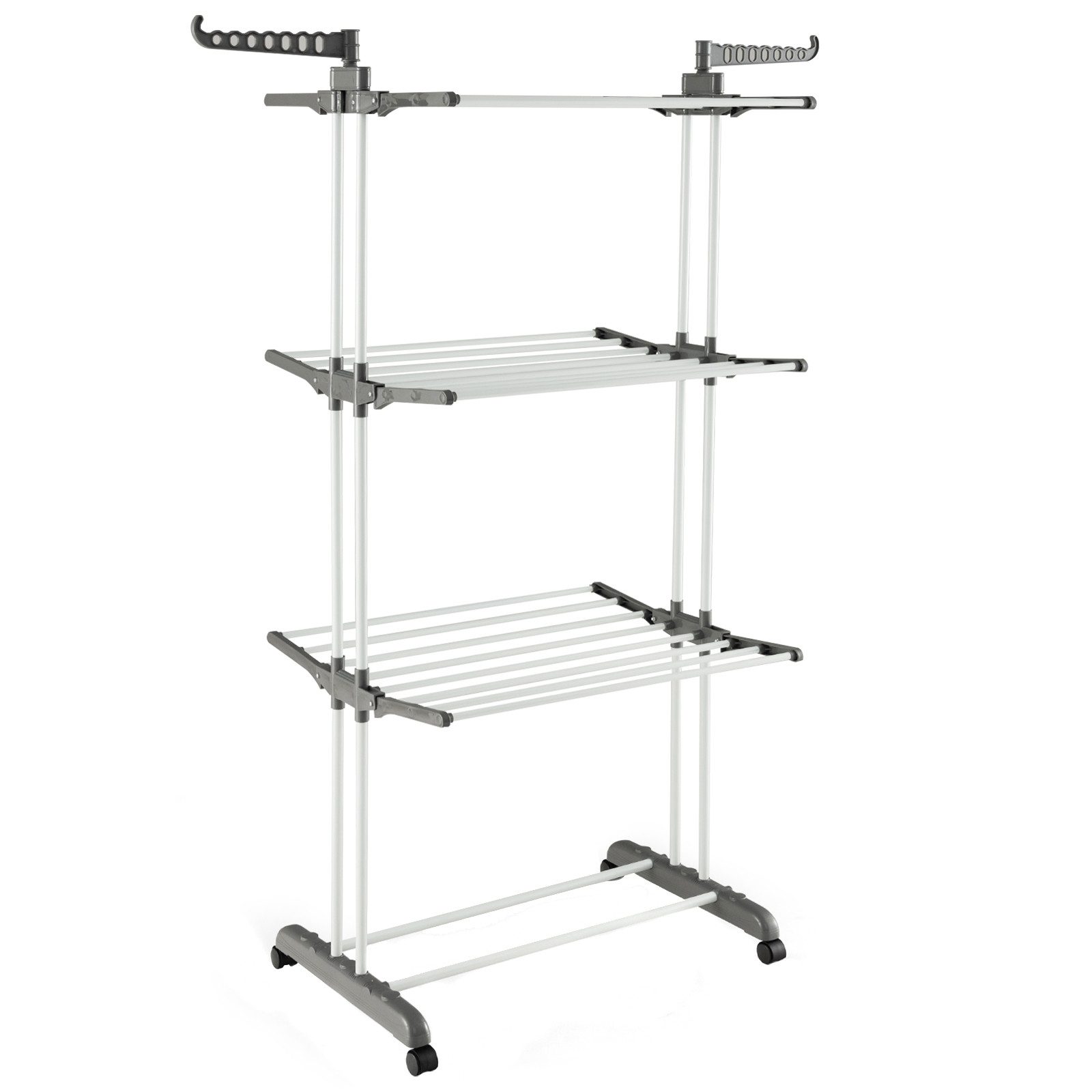 COSTWAY Turmwäscheständer, klappbar, platzsparend, mit Rollen, ausziehbar, 127cm