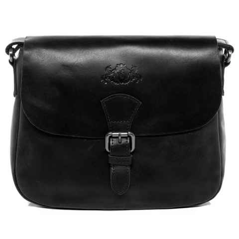 SID & VAIN Schultertasche Leder Umhängetasche YALE, Crossbody Bag Echtleder Damen, Umhängetasche, Schultertasche schwarz