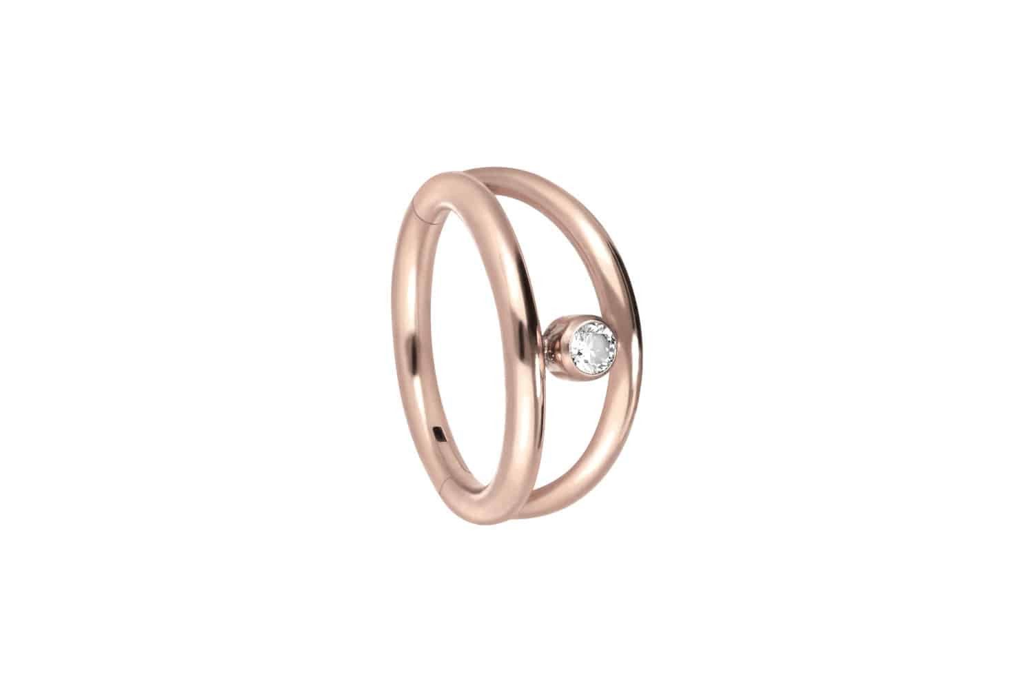 Nasenpiercing Titan Segmentring Clicker 2 RINGE + KRISTALL Ohrpiercing Septum Nase