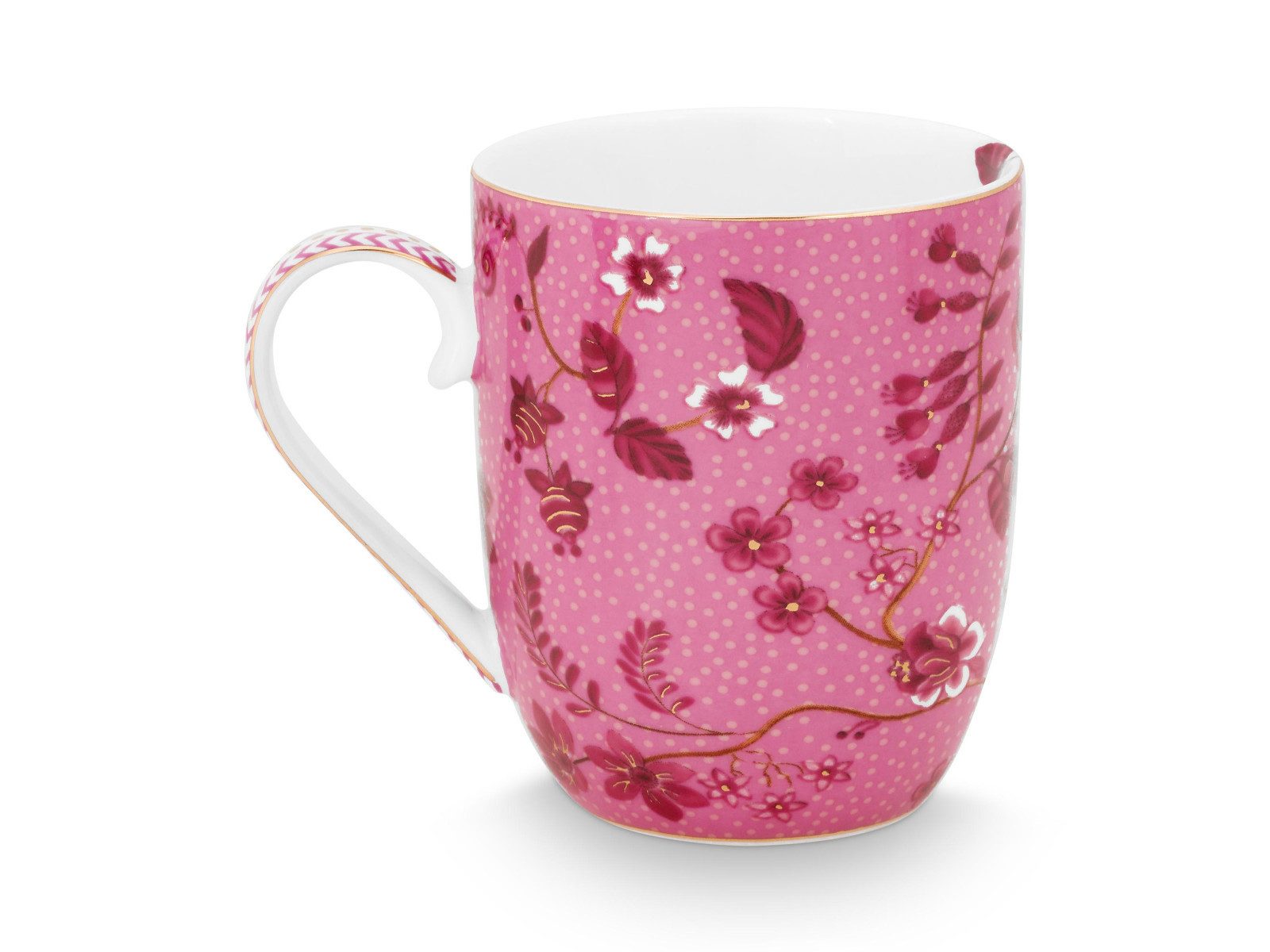PiP Studio Becher Jolie Flowers Pink Becher Small 145ml, Porzellan