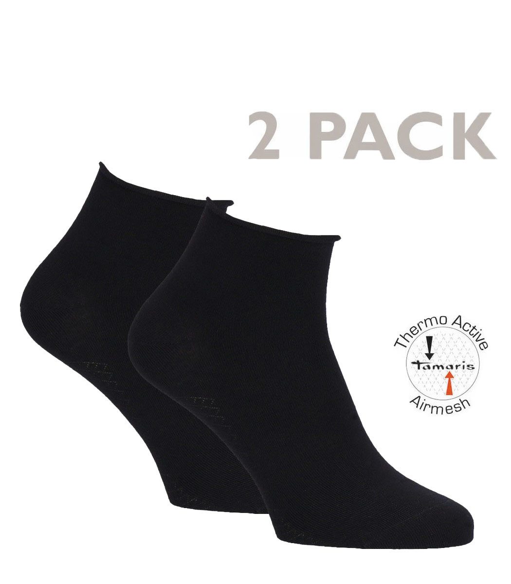 Tamaris Kurzsocken mit Rollrand mit Active Airmesh Sohle (Set, 2-Paar, 2er-Pack) Thermo-Active Airmesh Sohle