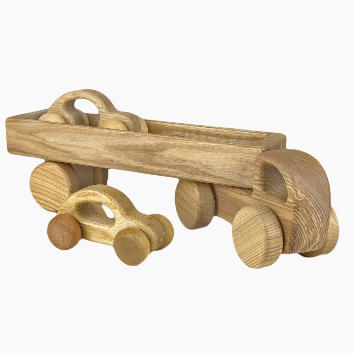 Lotes Toys Spielzeug-Transporter Lotes Toys Holzbaufahrzeug Auto Set, (sparset, 4-tlg., packung), Jedes Holzauto ist ein Unikat