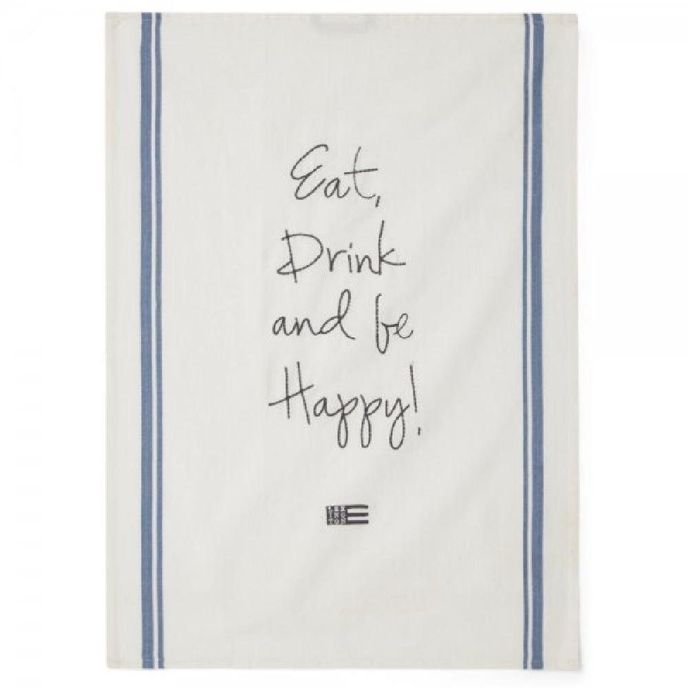 Lexington Geschirrtuch LEXINGTON Geschirrtuch Eat&Drink Embroidered Cotton White Gray Blue (7