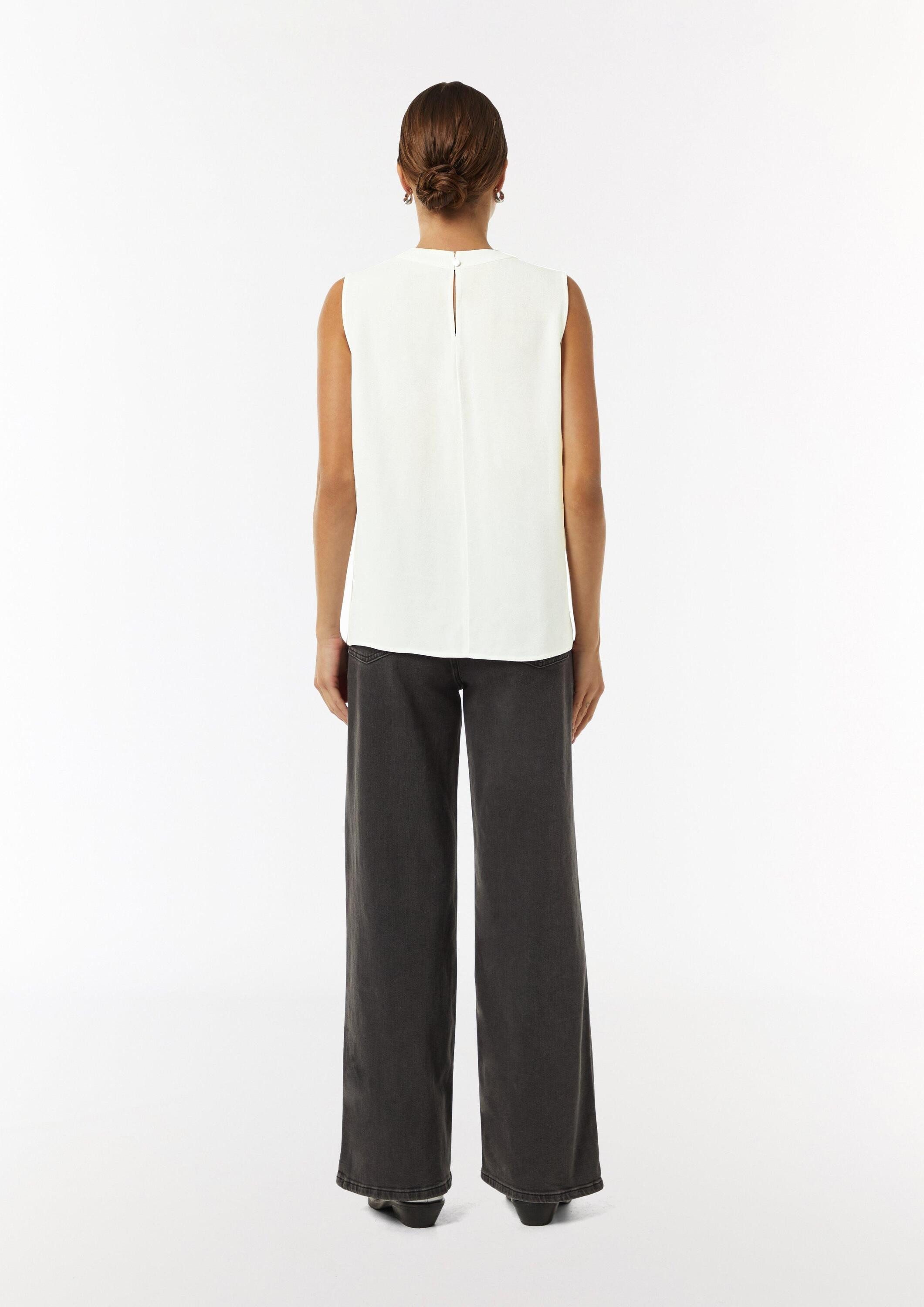comma Blusentop Bluse Crêpe-Top mit Faltendetail