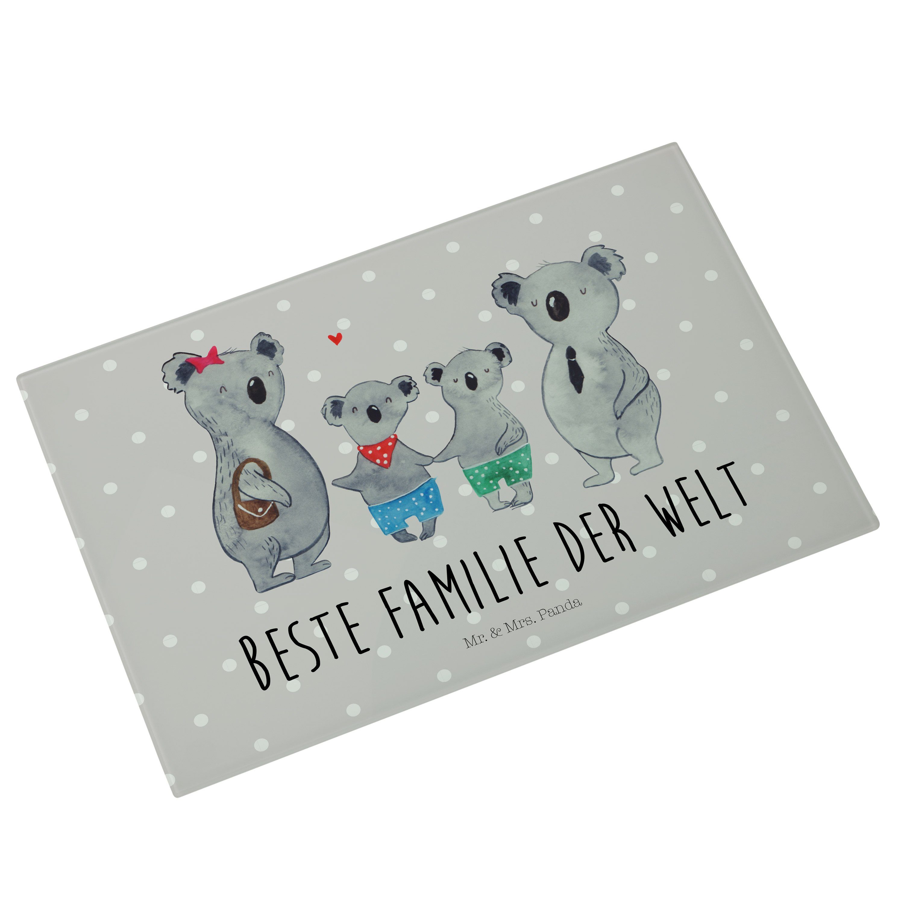 Geschenk, & Familie (1-St) Mr. Familienzeit, Premium Grau zwei Glas, Pastell Familienl, Koala Panda Servierbrett - Mrs. -
