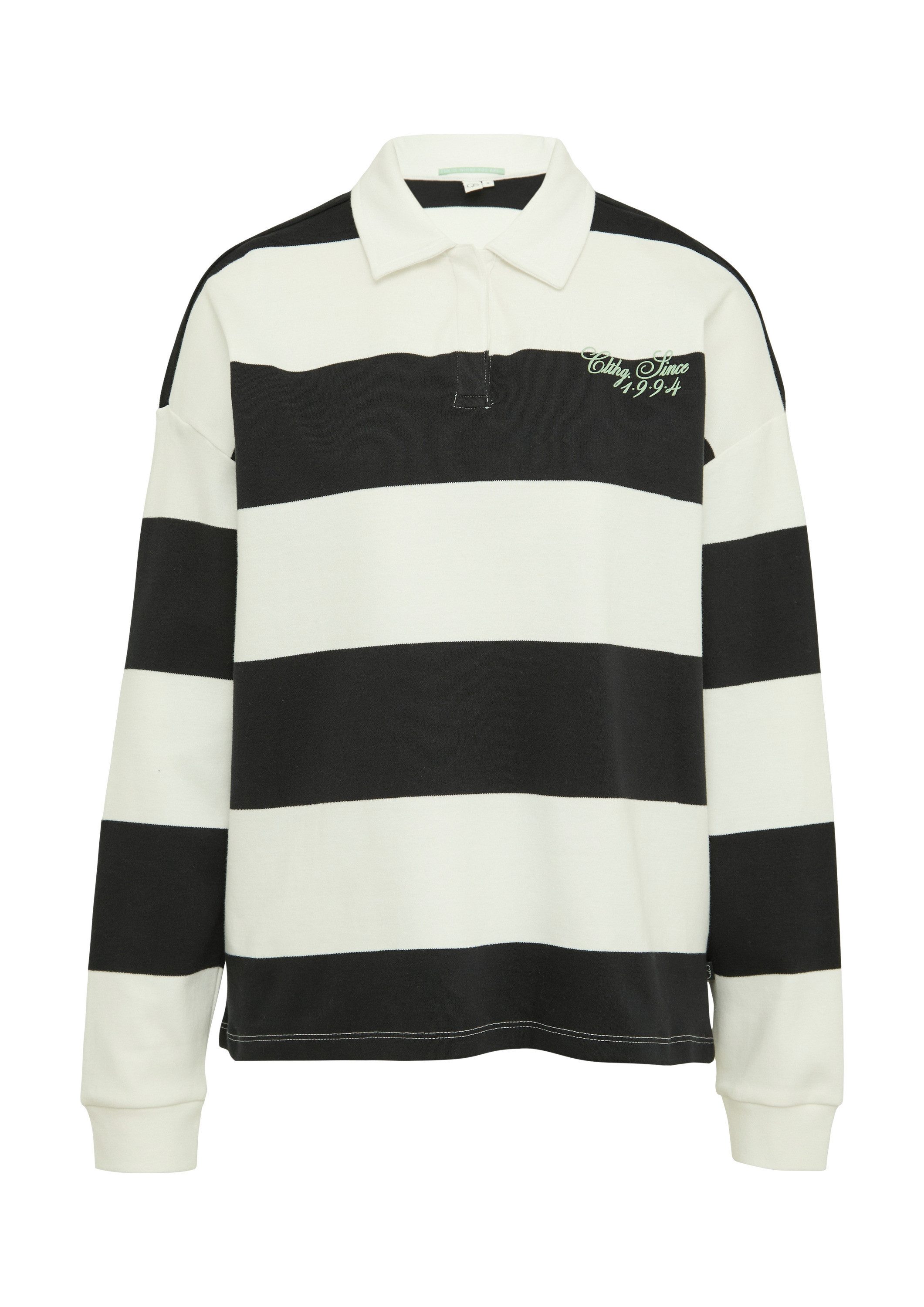 QS Langarmshirt T-Shirt Poloshirt im Loose Fit mit Blockstreifen günstig online kaufen