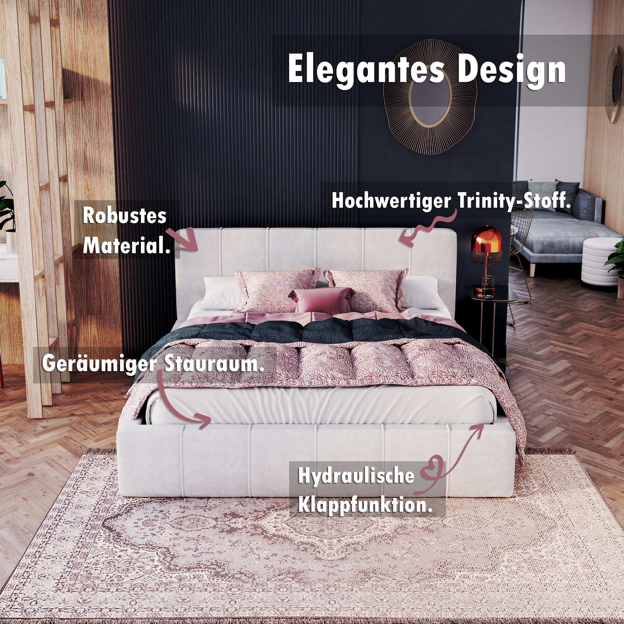 thematys Polsterbett Bett aus Velours Stauraumbett - TOPSELLER - MADE IN EU günstig online kaufen