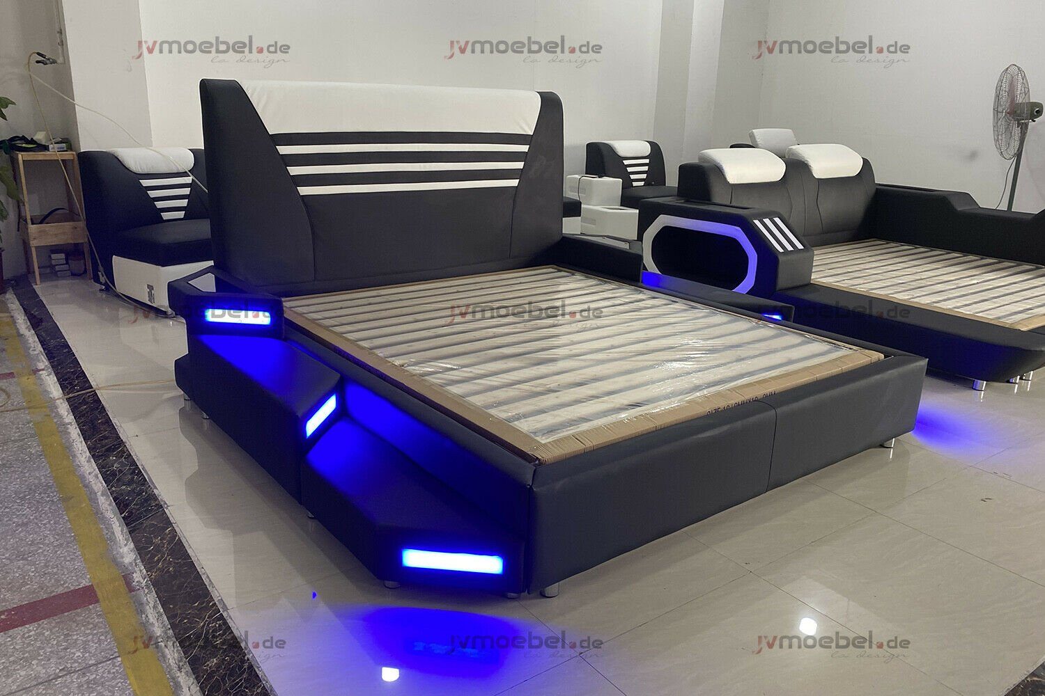 JVmoebel Bett, Betten Stilvolle Designer Polster Möbel Doppelbett Leder
