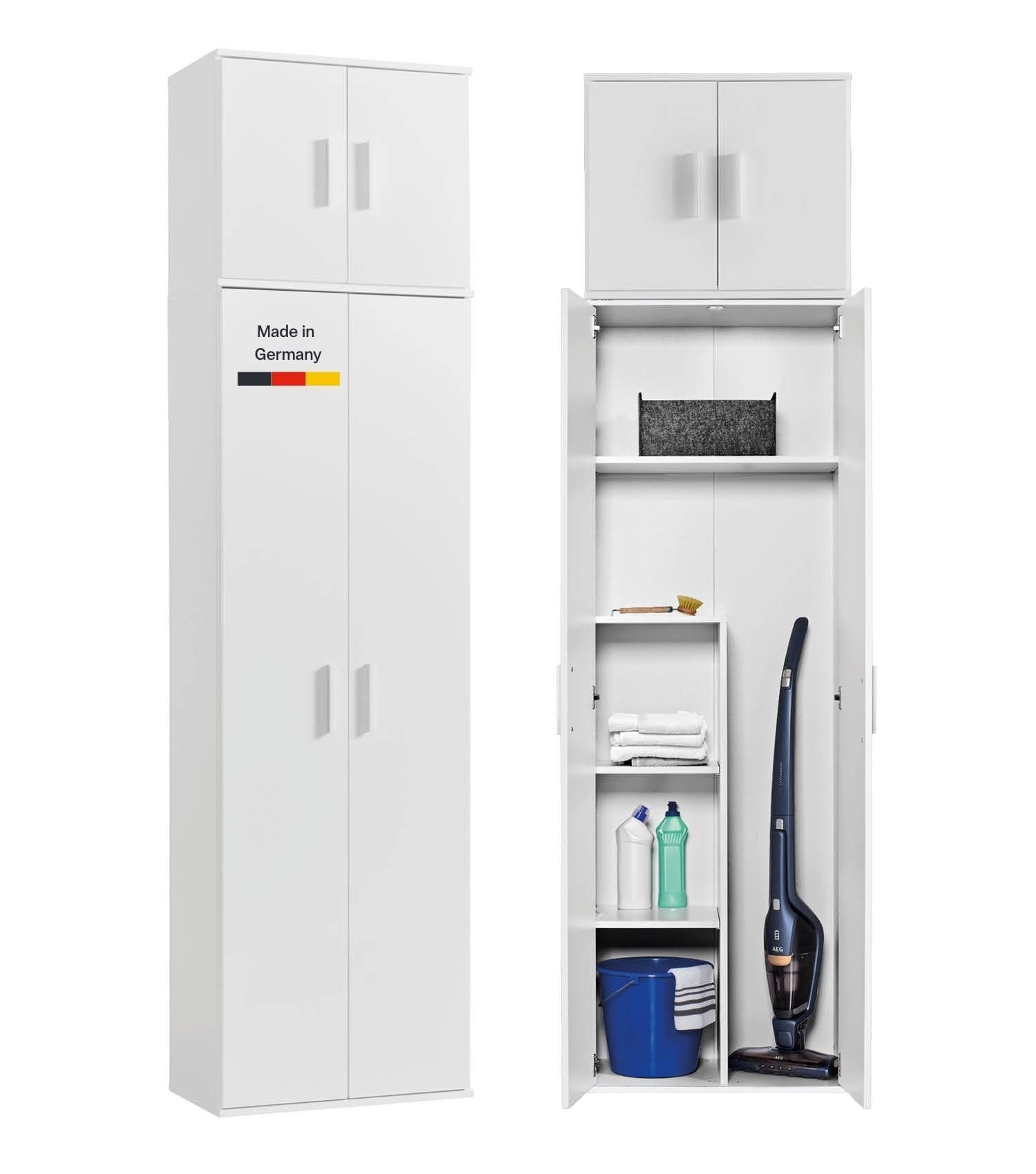 mokebo Mehrzweckschrank Der Extralange Made in Germany, Besenschrank, Putzschrank, Flurschrank in Weiß