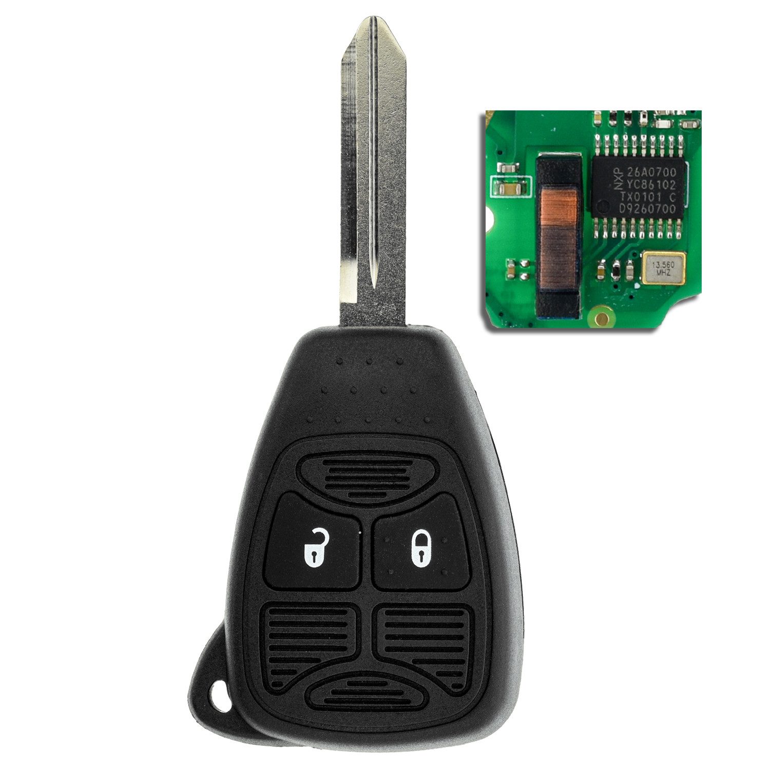 mt-key Schlüsseltasche 2 Tasten Auto Fernbedienung Funk Schlüssel 434MHZ (Set), für Chrysler Pacifica (04–07); Town & Country (04–07); Dodge Carav...