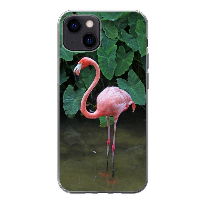 MuchoWow Handyhülle Ein Flamingo steht im seichten Wasser Handyhülle Apple iPhone 13 Mini Smartphone-Bumper Print Handy