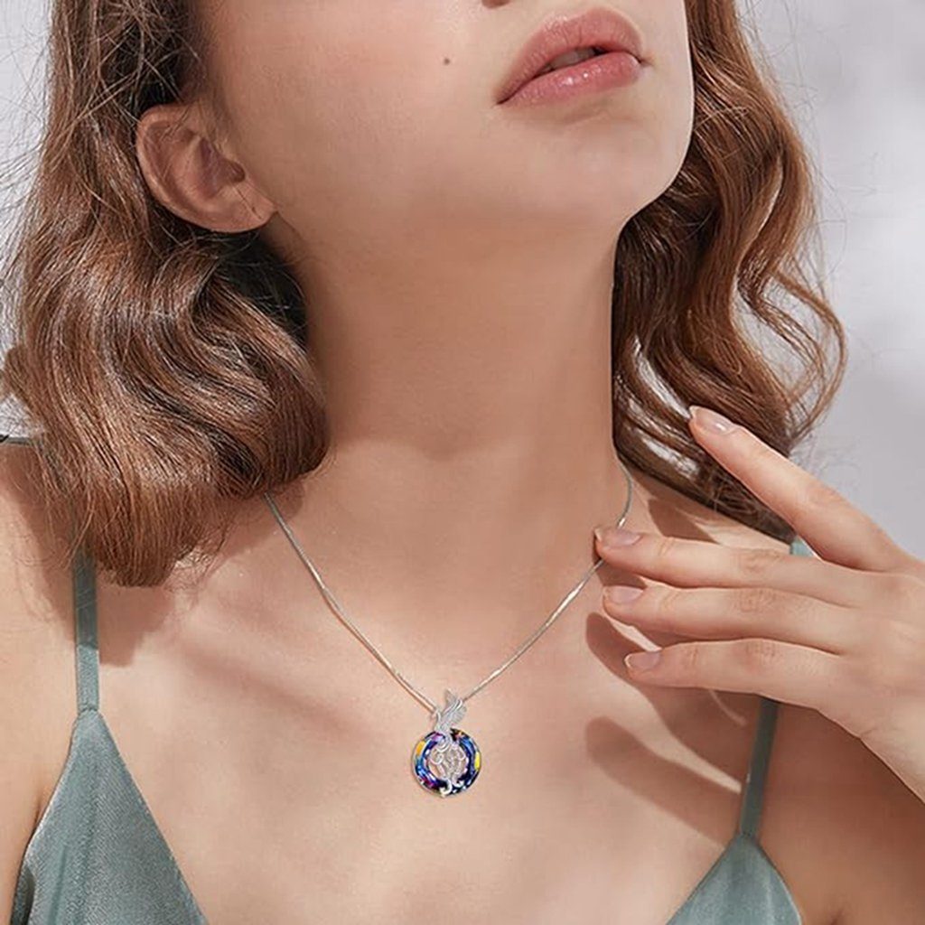WaKuKa Charm-Kette für Frauen Geburtsstein-Schmuckset, Geschenk (3-tlg) Halskette als