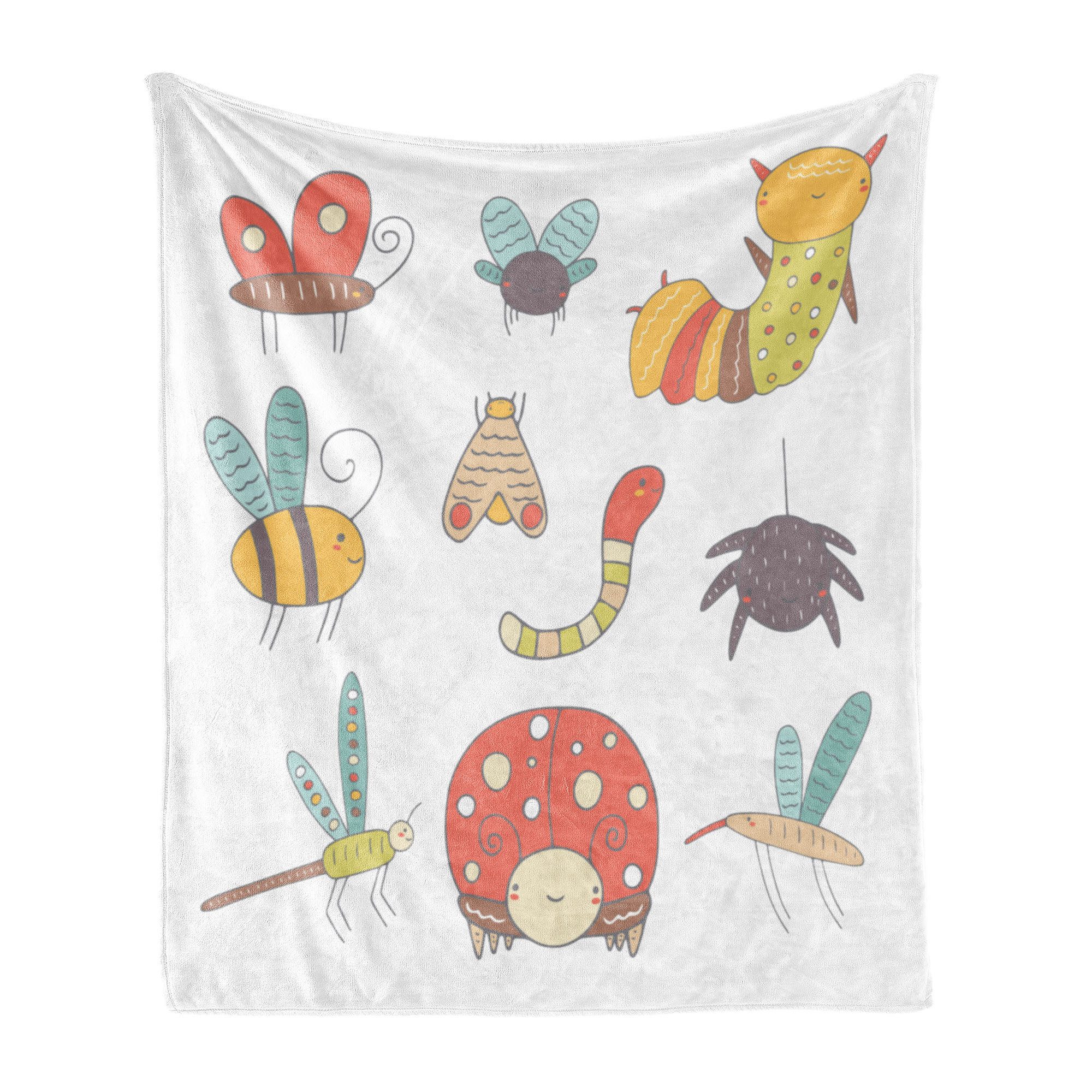 Wohndecke Gemütlicher Plüsch für den Innen- und Außenbereich, Abakuhaus, Kleinkind Nursery Doodle Bugs