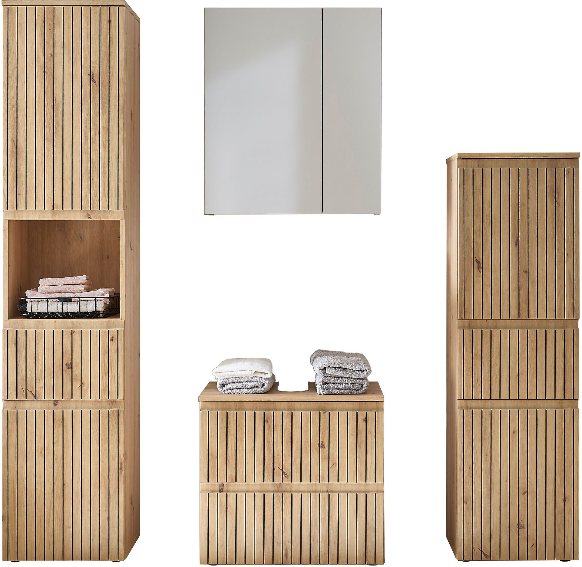 BASIC by Balculina Badmöbel-Set Austin, (4-St), Gesamtbreite 200 cm, 4-tlg., Soft-Close-Funktion