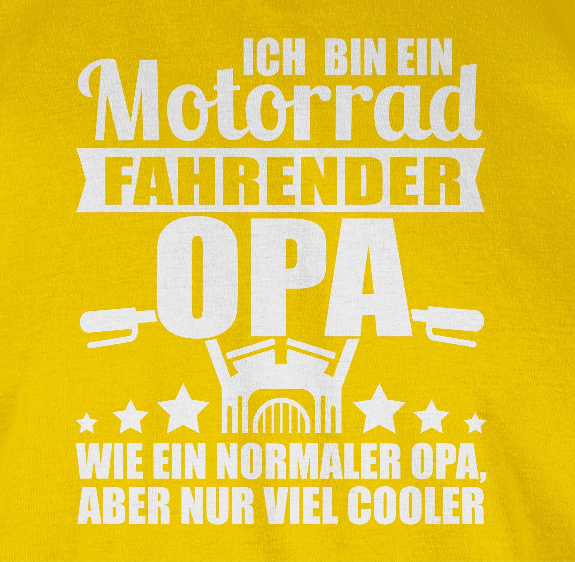 Geschenke 3 Motorrad bin T-Shirt weiß Ich fahrender Opa! Shirtracer Gelb ein Opa